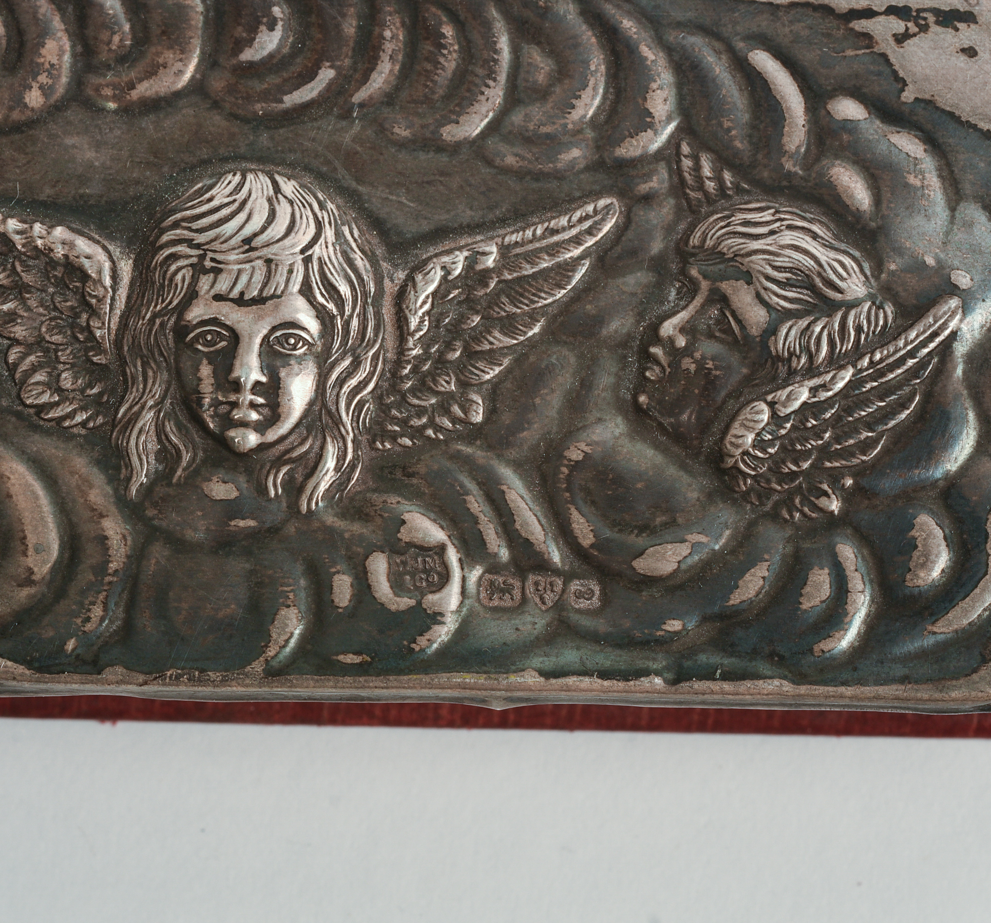 W J Myatt & Co. Silver Topped Box With Angels.