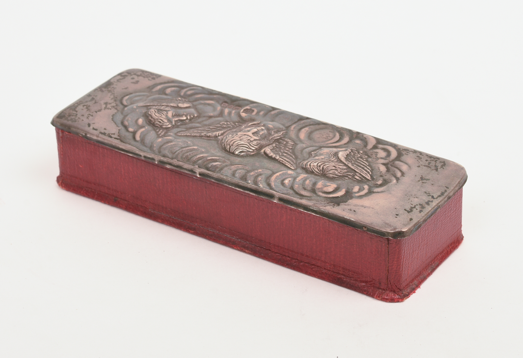 W J Myatt & Co. Silver Topped Box With Angels.