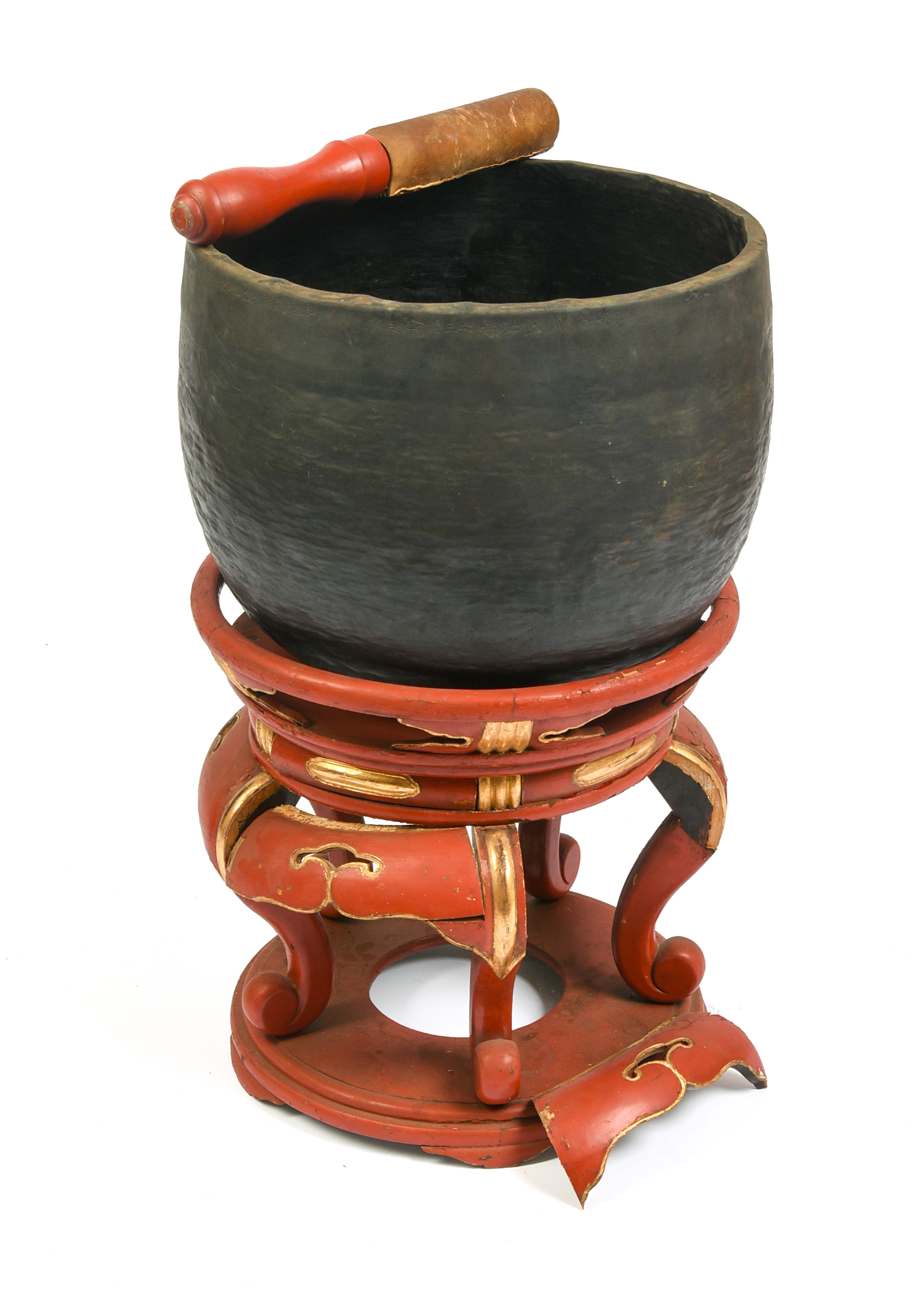 Large Bronze Singing Bowl on Stand.