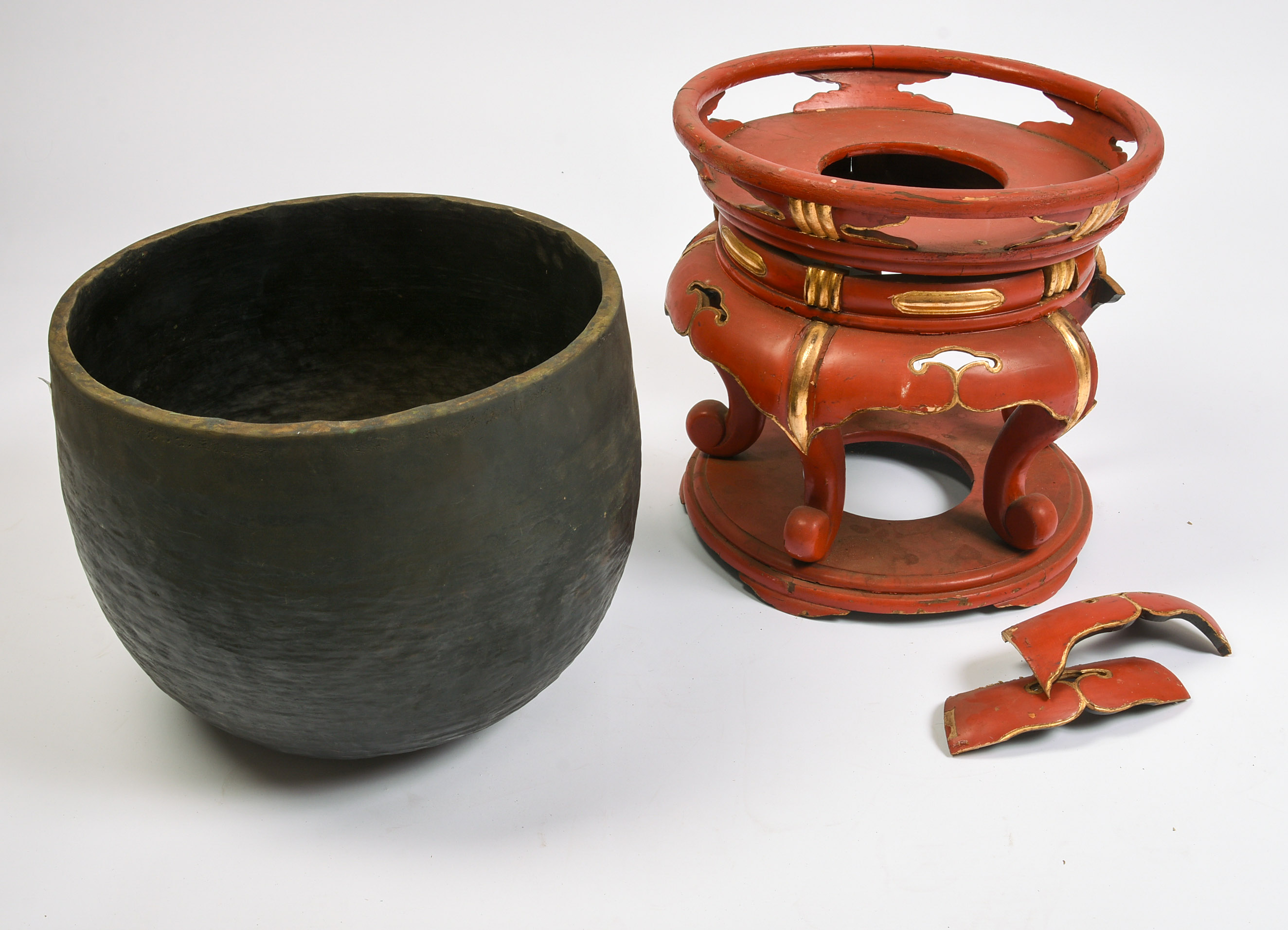 Large Bronze Singing Bowl on Stand.