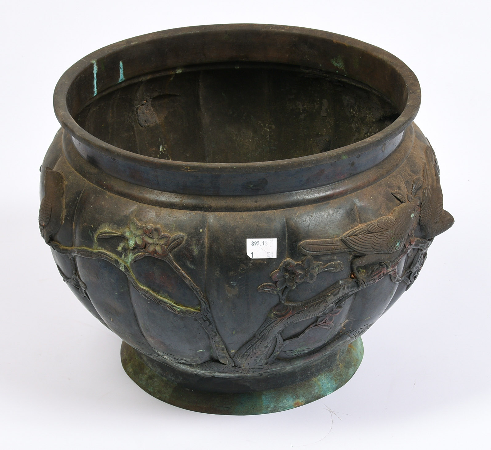 Chinese Bronze Jardiniere With Birds.