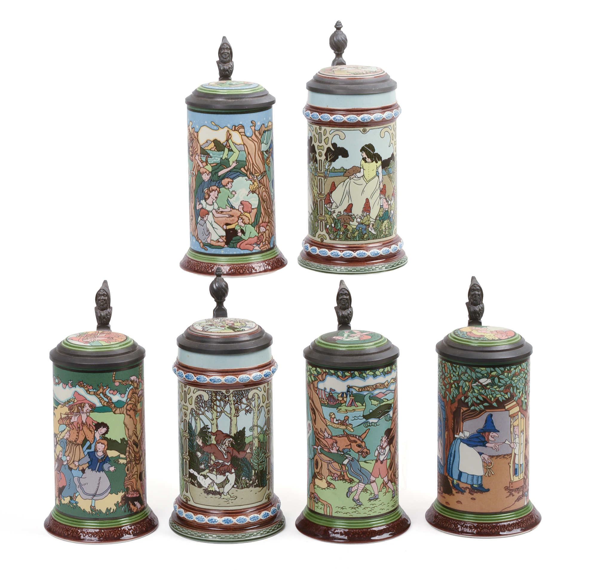 Six Tales of the Brothers Grimm Mettlach Steins.
