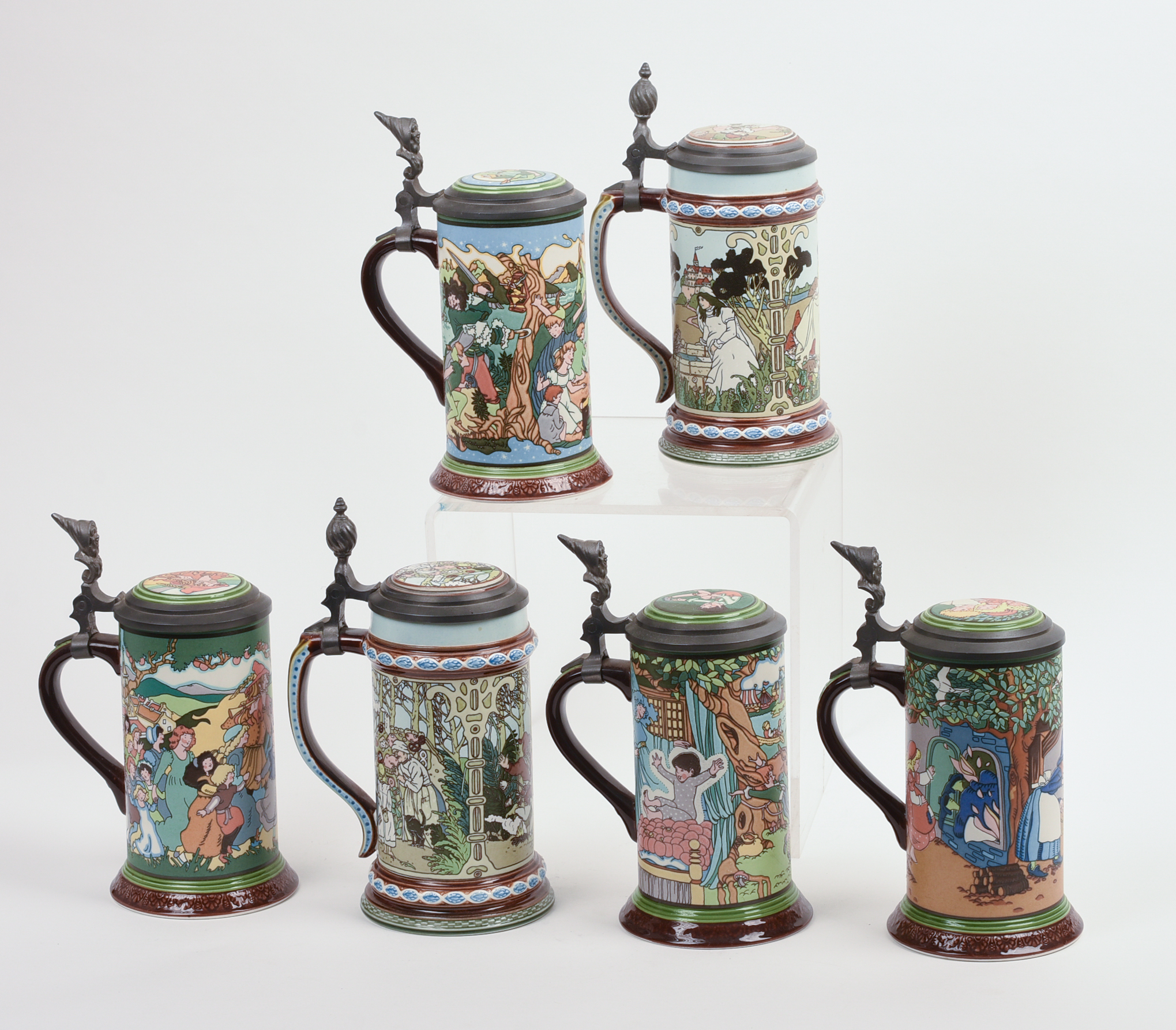 Six Tales of the Brothers Grimm Mettlach Steins.