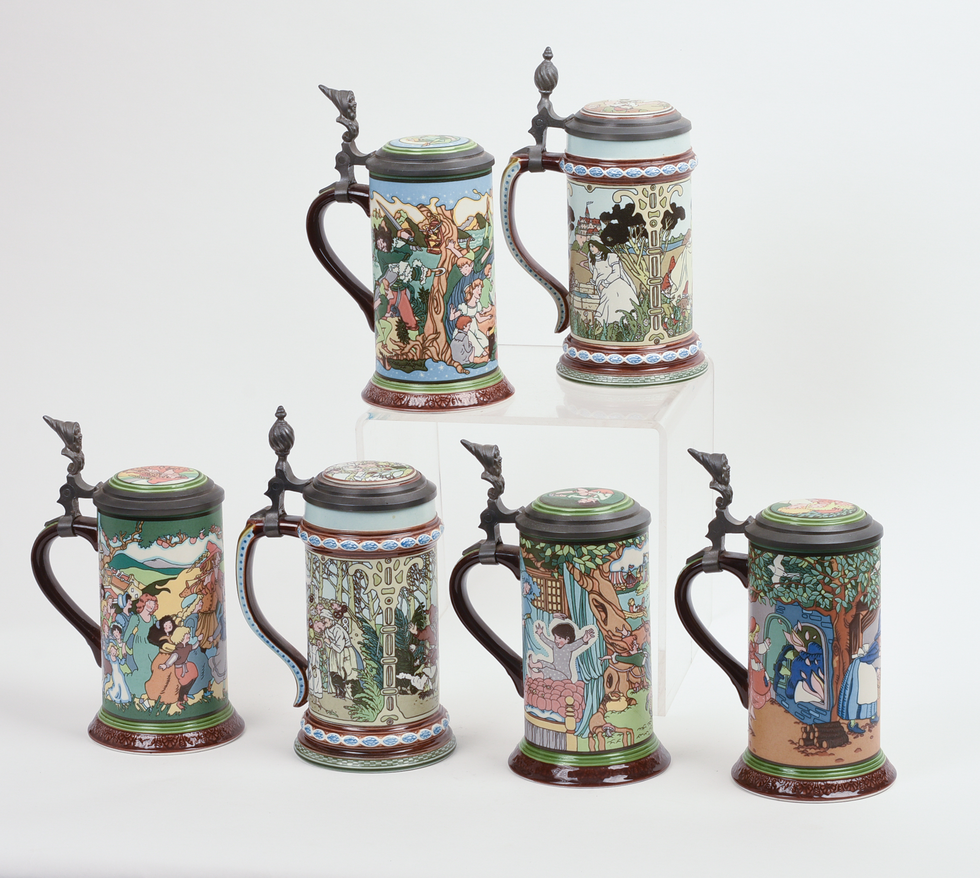 Six Tales of the Brothers Grimm Mettlach Steins.