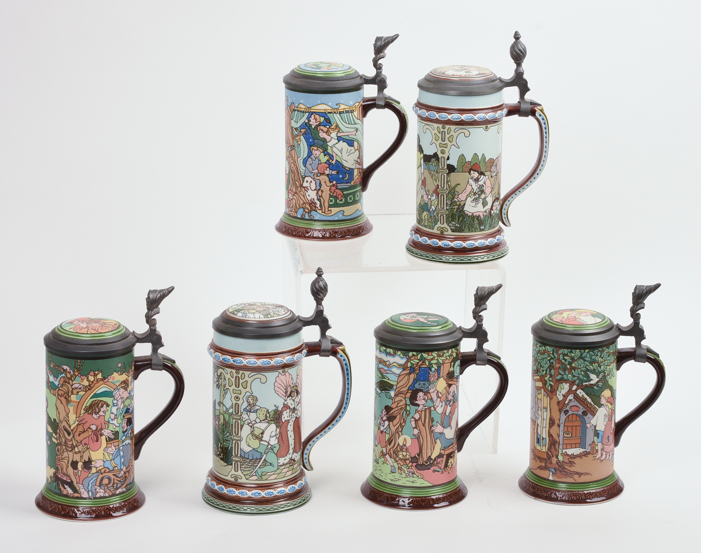 Six Tales of the Brothers Grimm Mettlach Steins.
