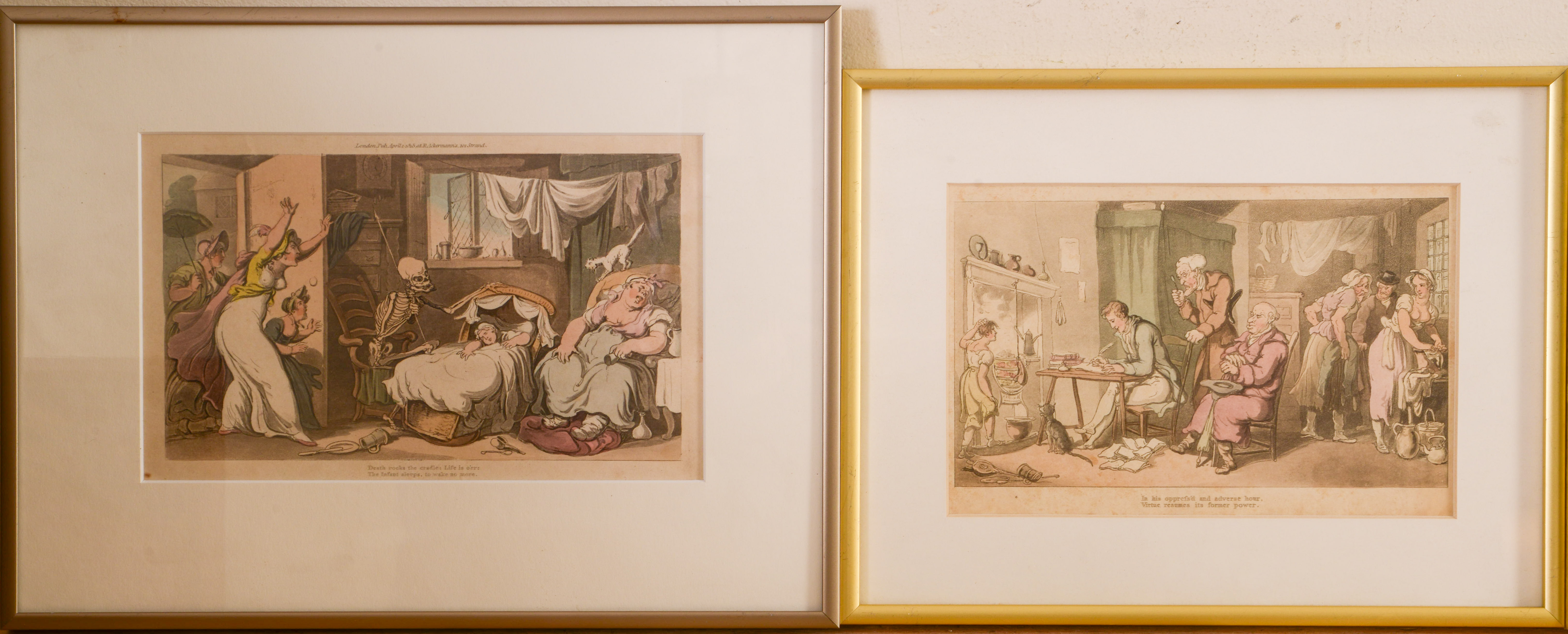 Six Rowlandson Handcolored Lithographs.