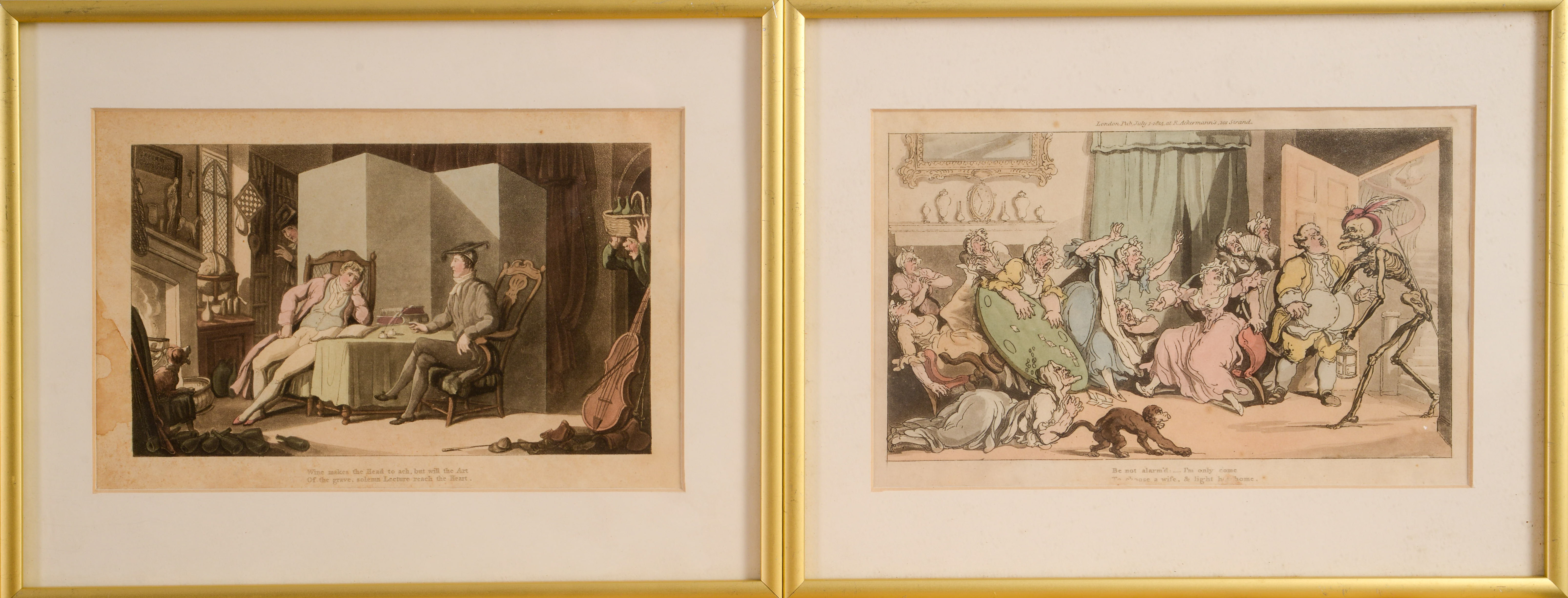 Six Rowlandson Handcolored Lithographs.