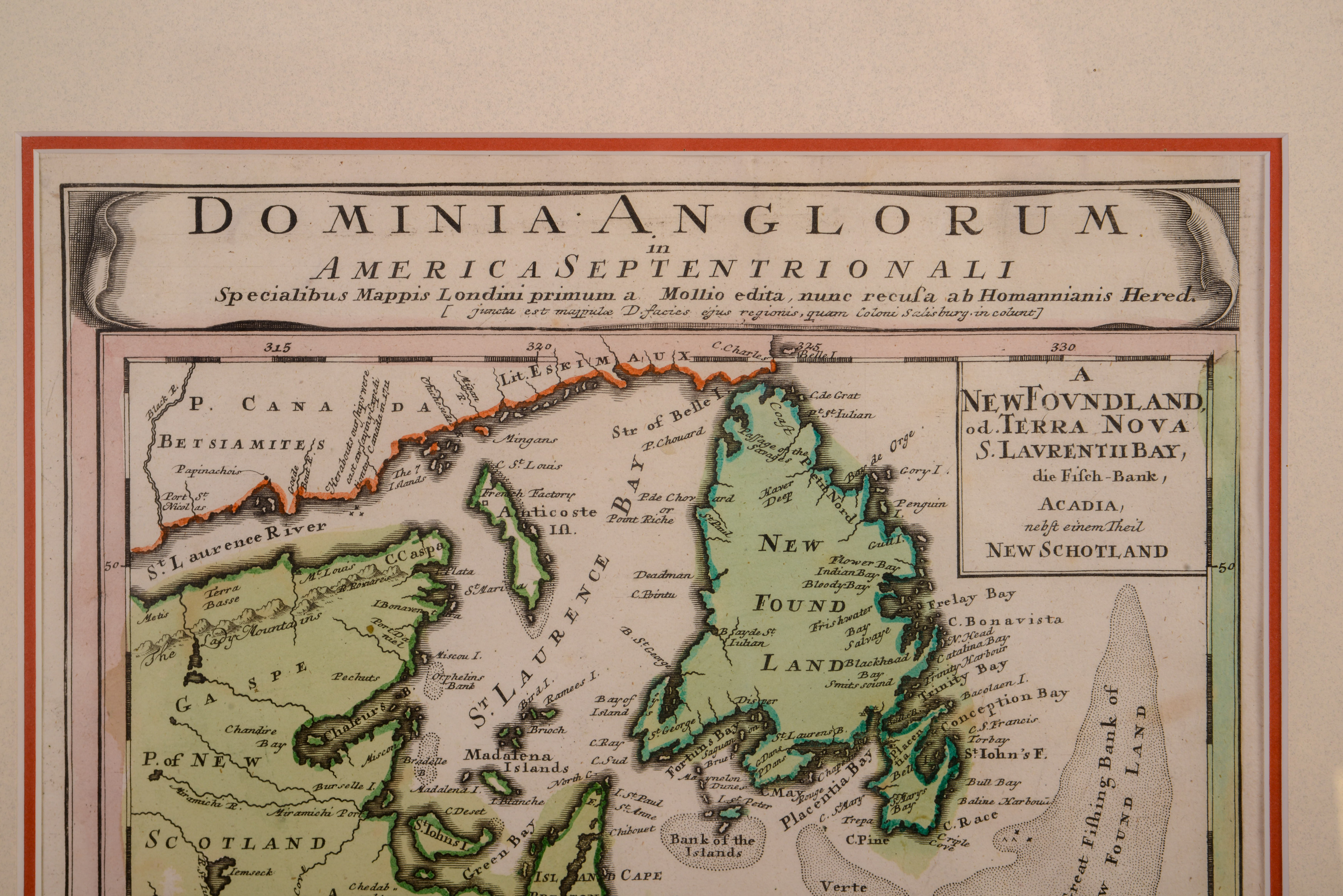 Homann Family Map of Eastern Canda, Circa 1750.