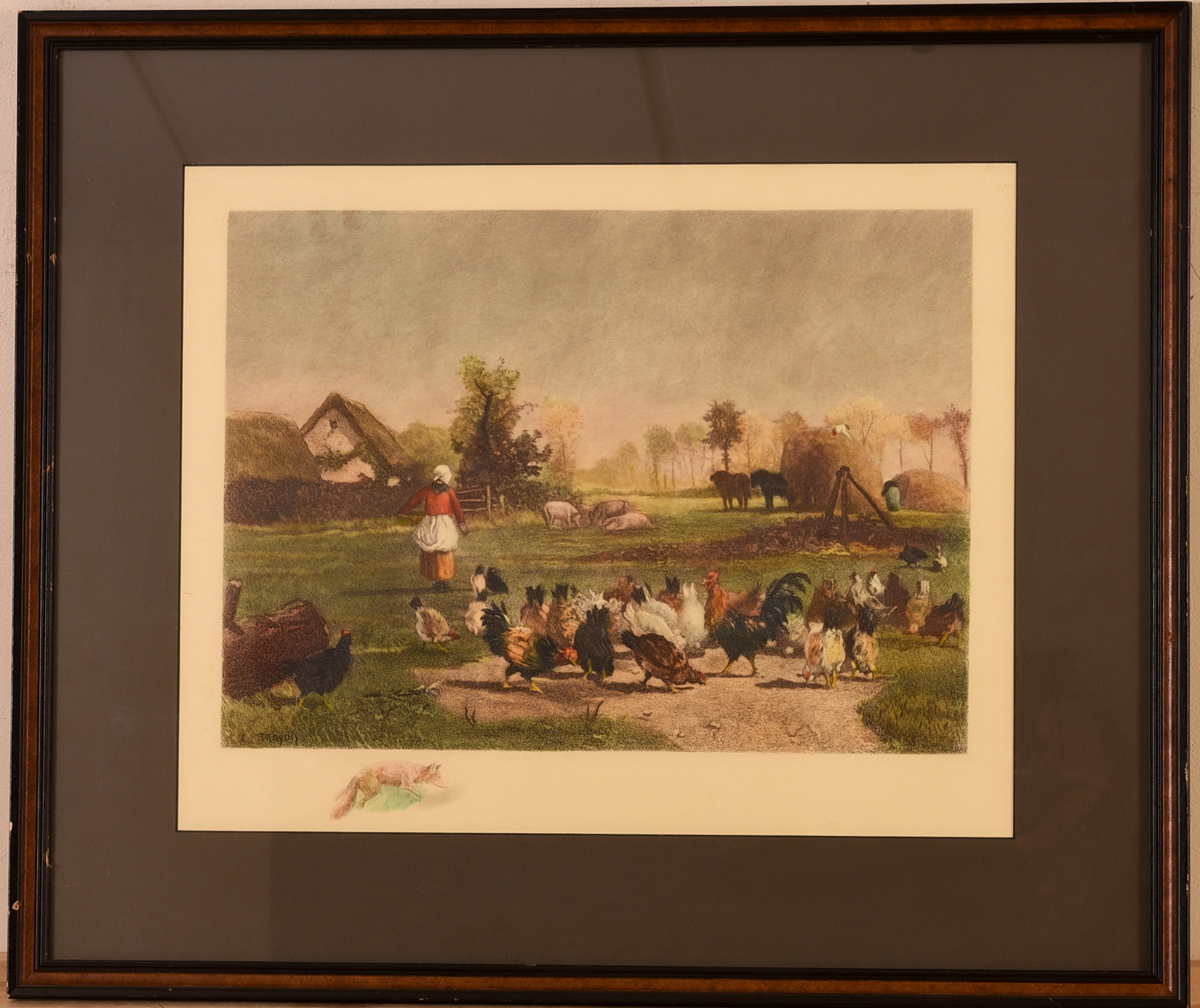 Barnyard Lithograph, After Constance Troyon.