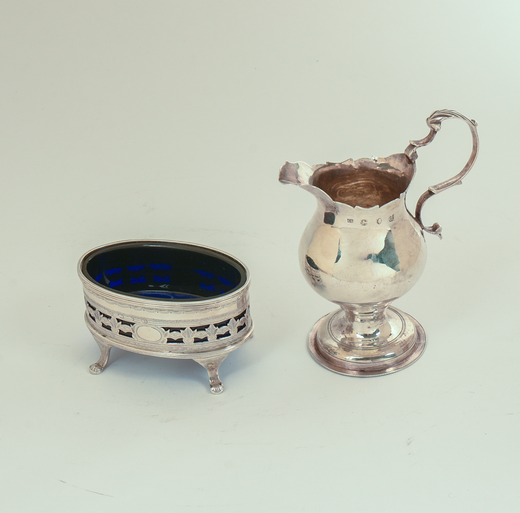 English Sterling Creamer and a Salt.