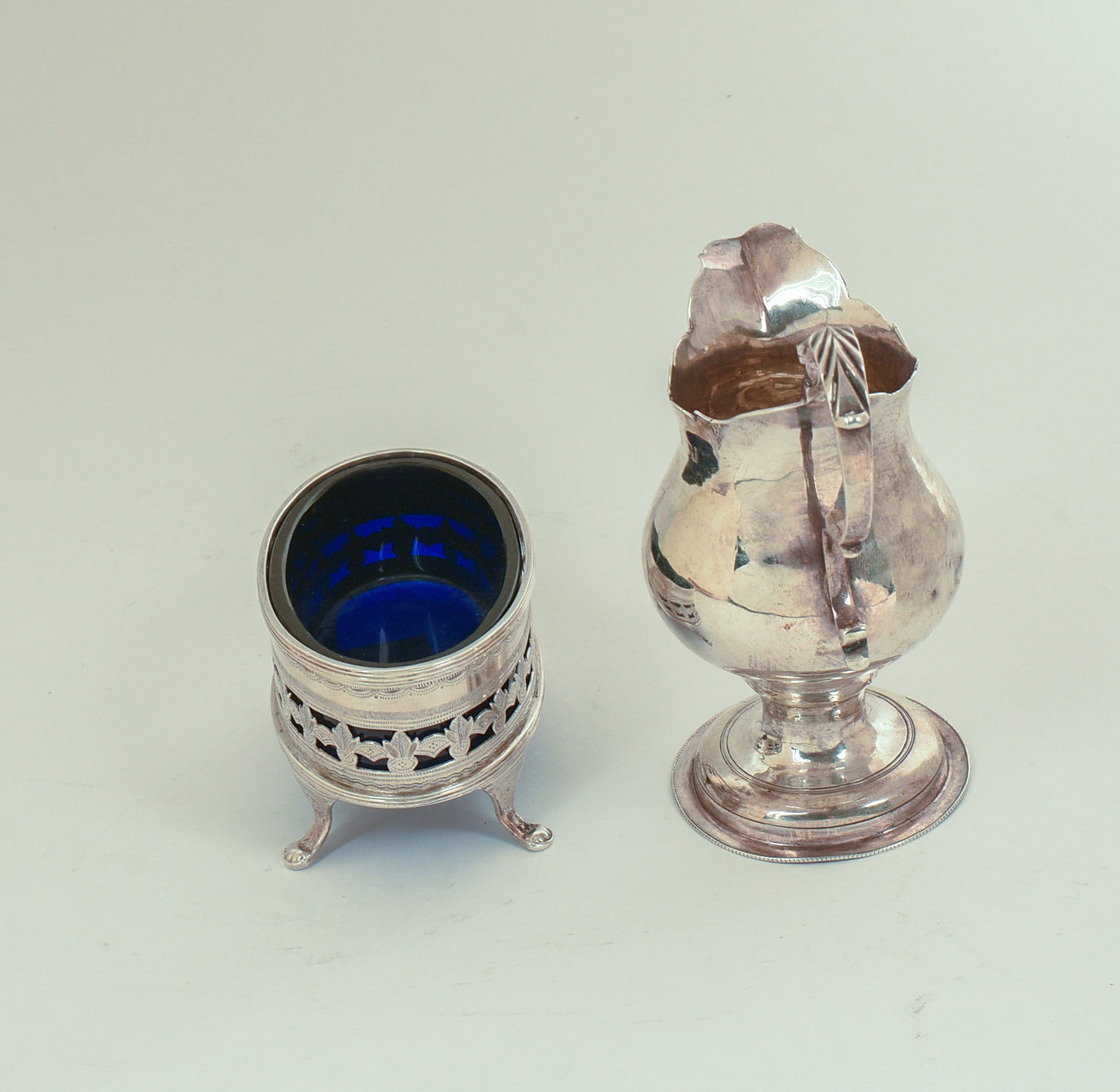 English Sterling Creamer and a Salt.