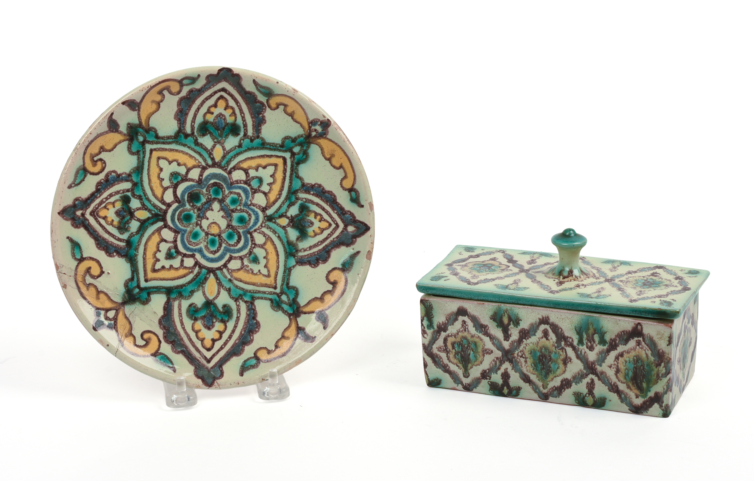 Persian Qajar Covered Dish and Plate.