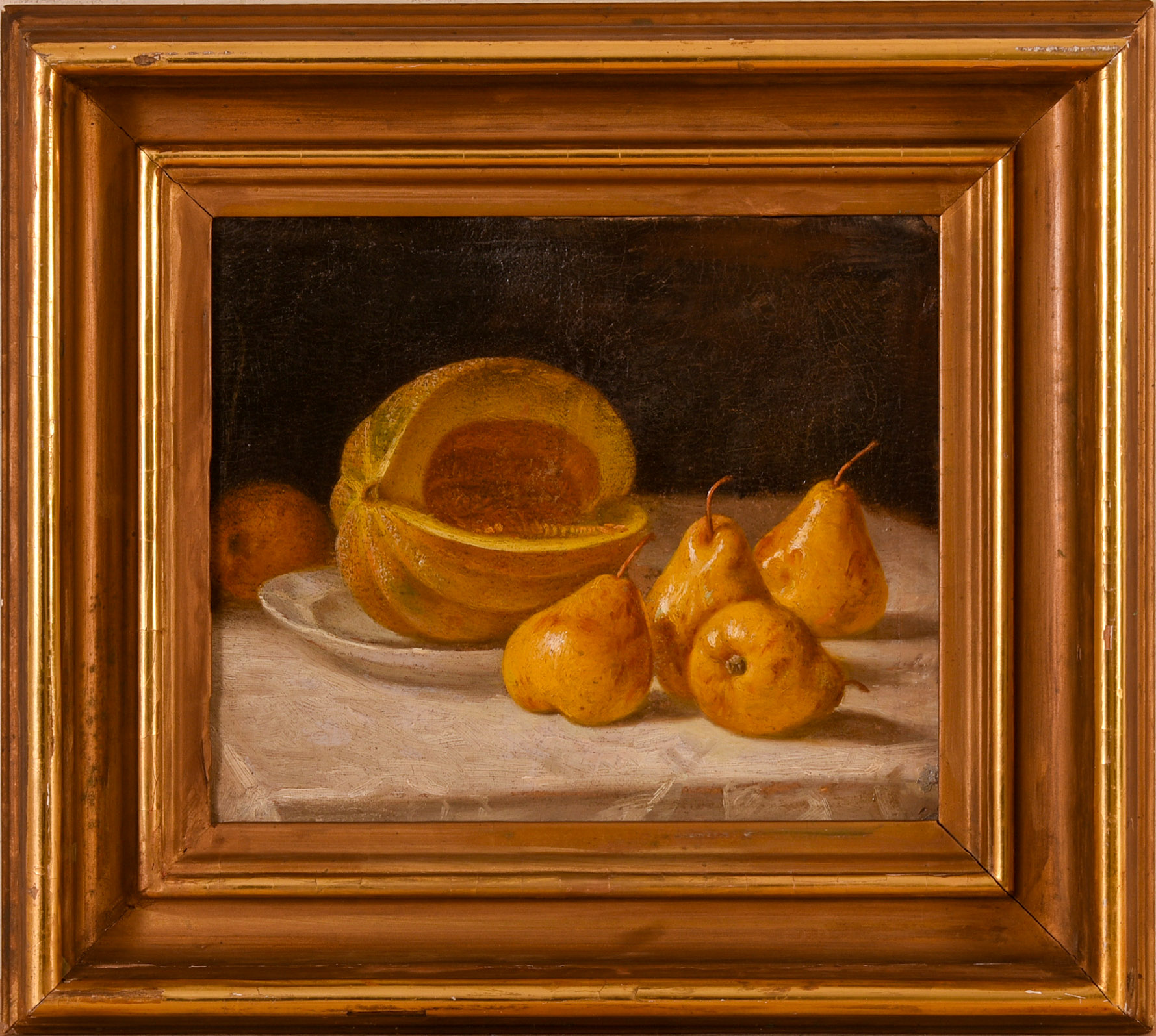 Still Life With Pears and Canatalope.