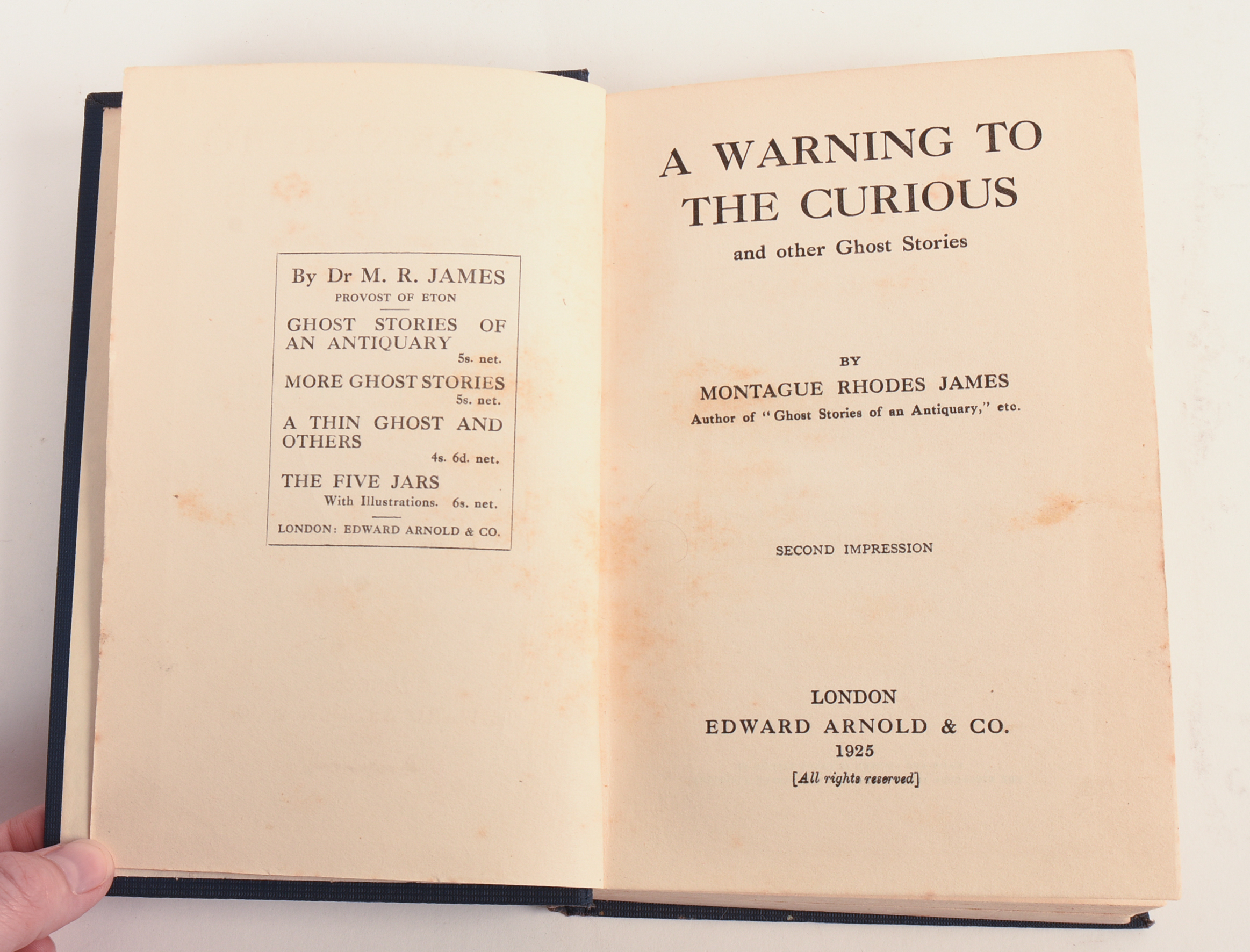 Very scarce 1925 1st edition, 2nd impression A Warning to the Curious and other Ghost Stories by MR James.