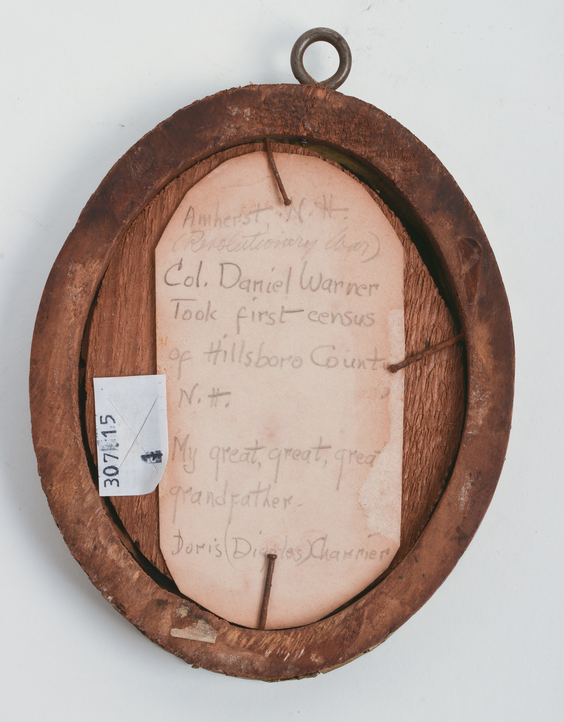 Cut paper Silhouette of Rev War Col., Quartermaster and master mason Daniel Warner.