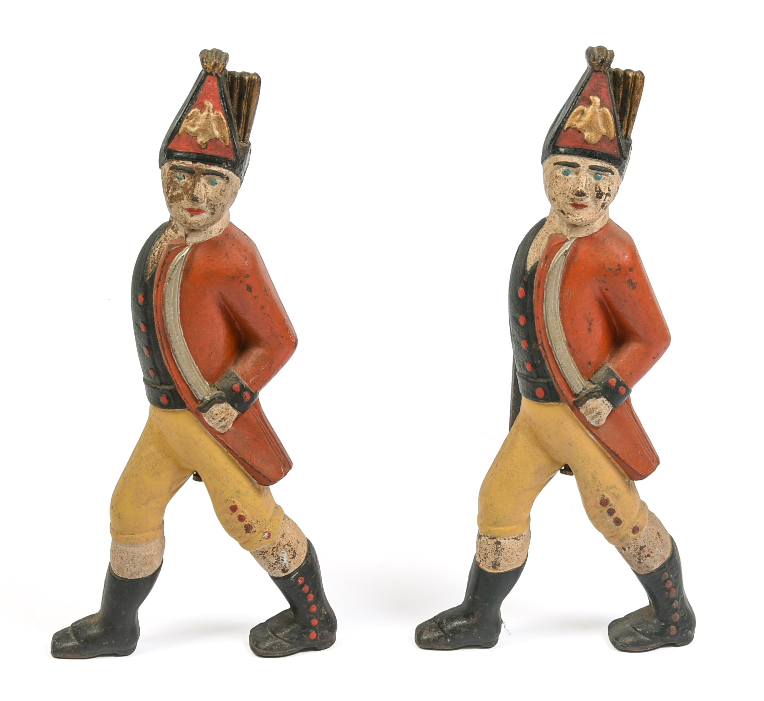 Pair of Cast Iron Hessian Andirons.