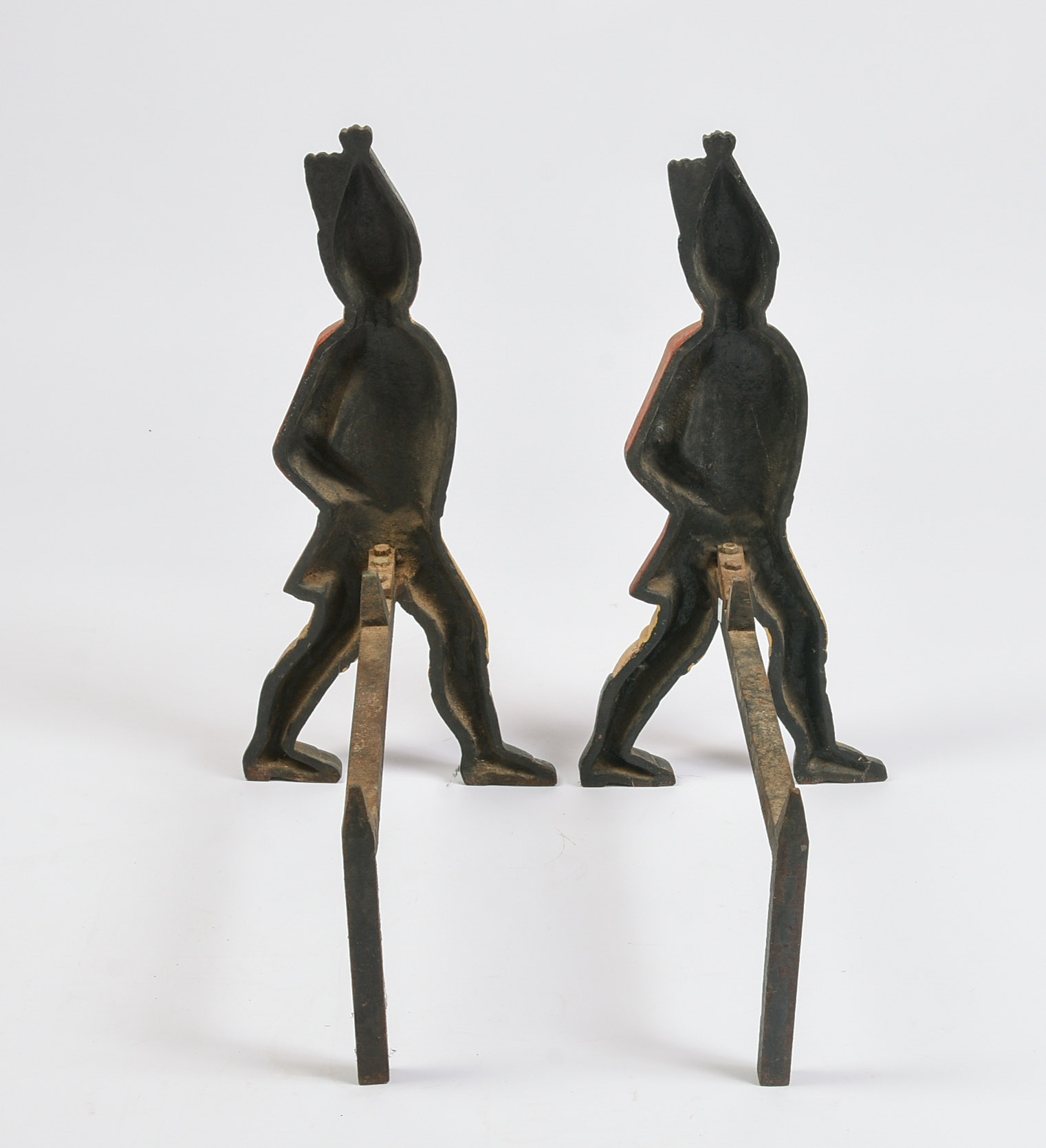 Pair of Cast Iron Hessian Andirons.
