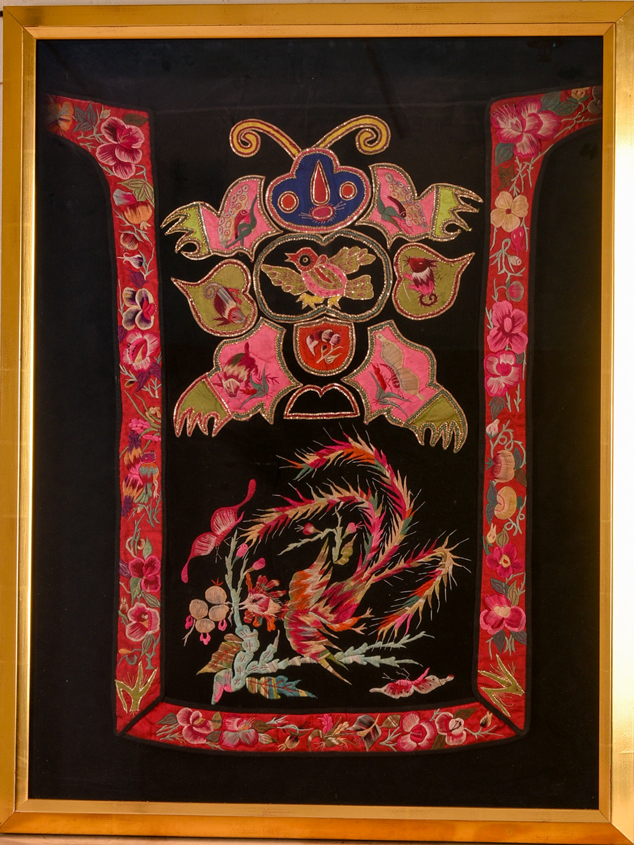 Chinese Dong People Embroidered Baby Carrier.