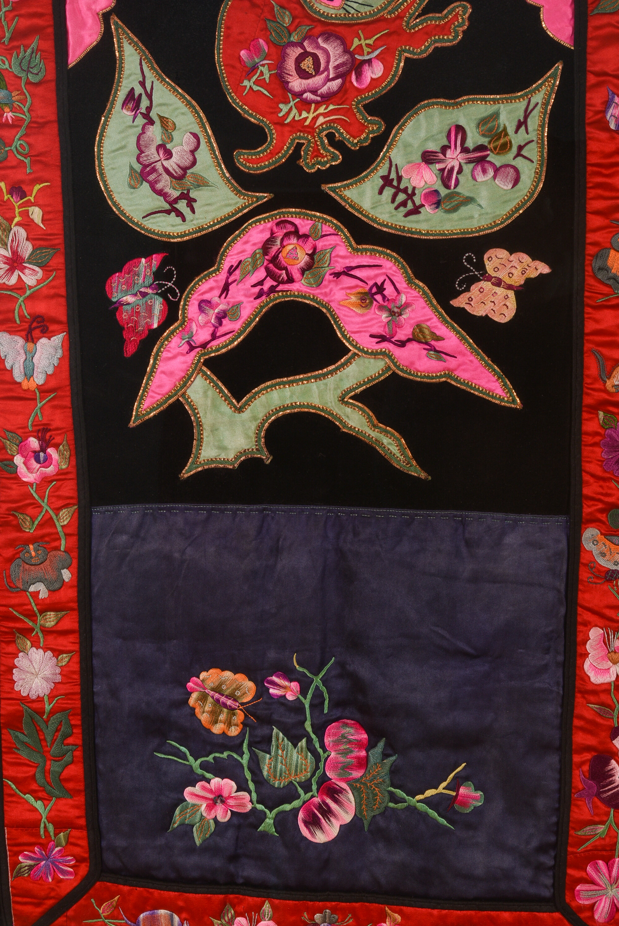Chinese Dong People Embroidered Baby Carrier.