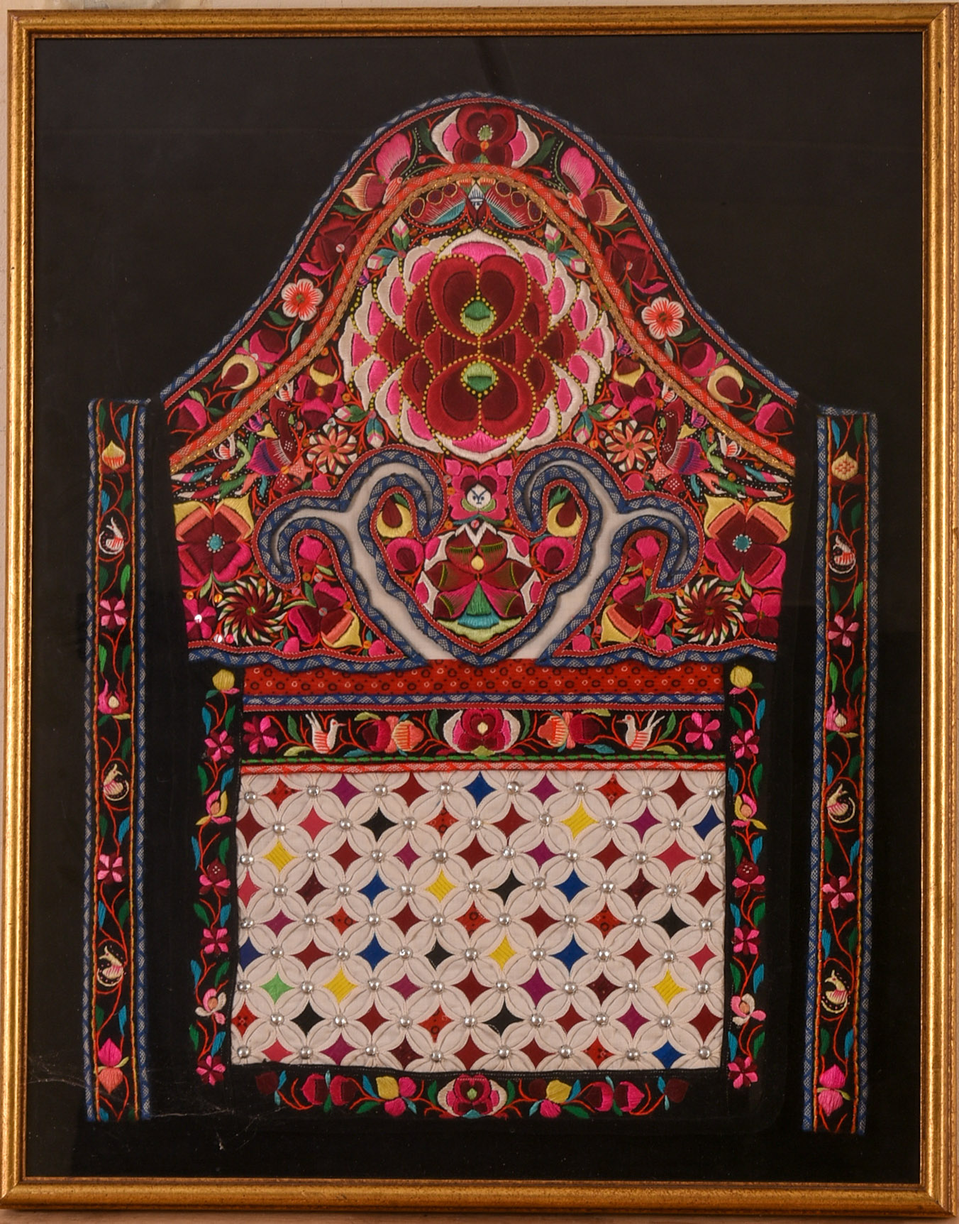 Chinese Miao People Embrodered Panel.