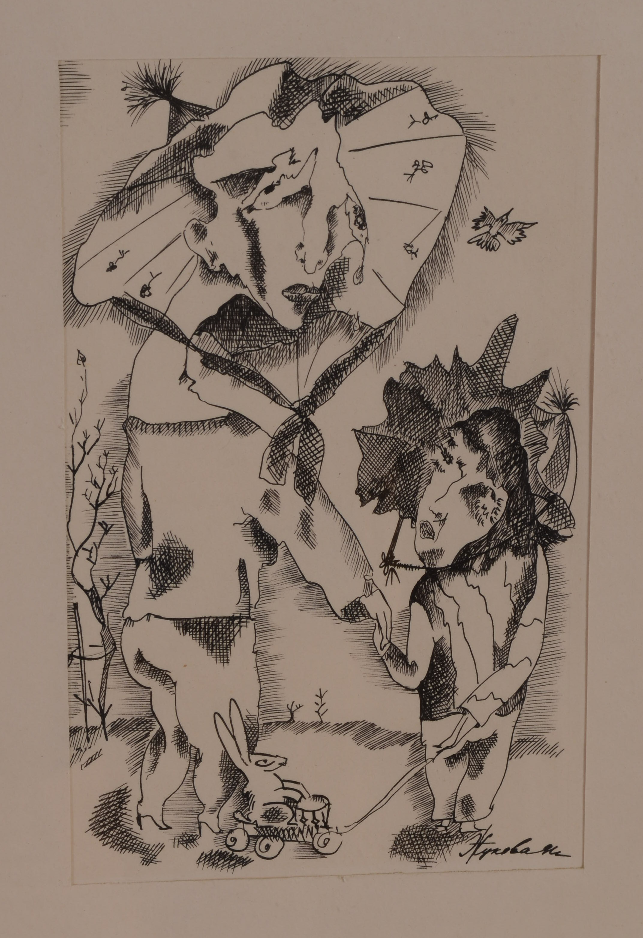 Five 20th Century Pen and Ink Illustrations.
