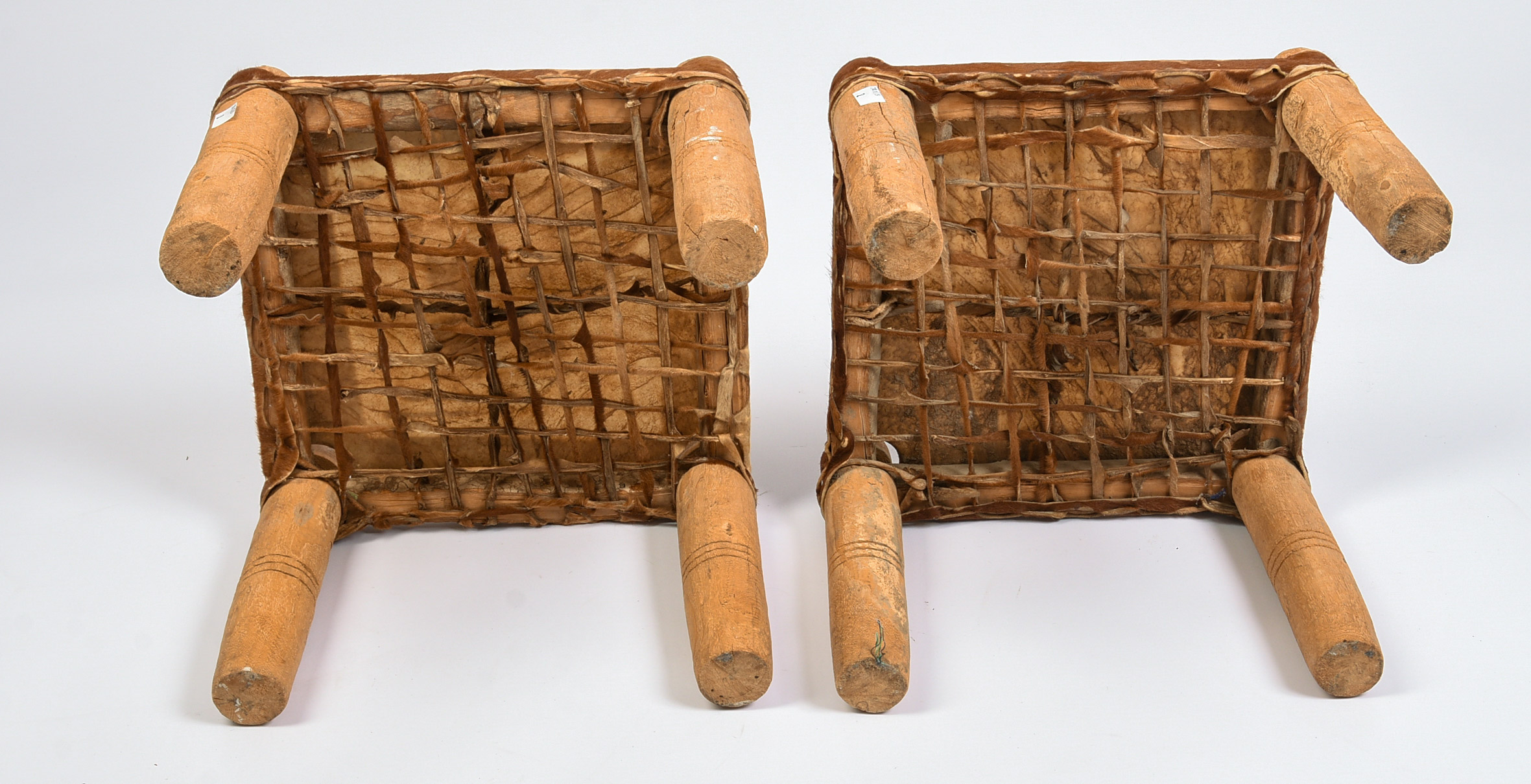 Pair of African Hide Stools.