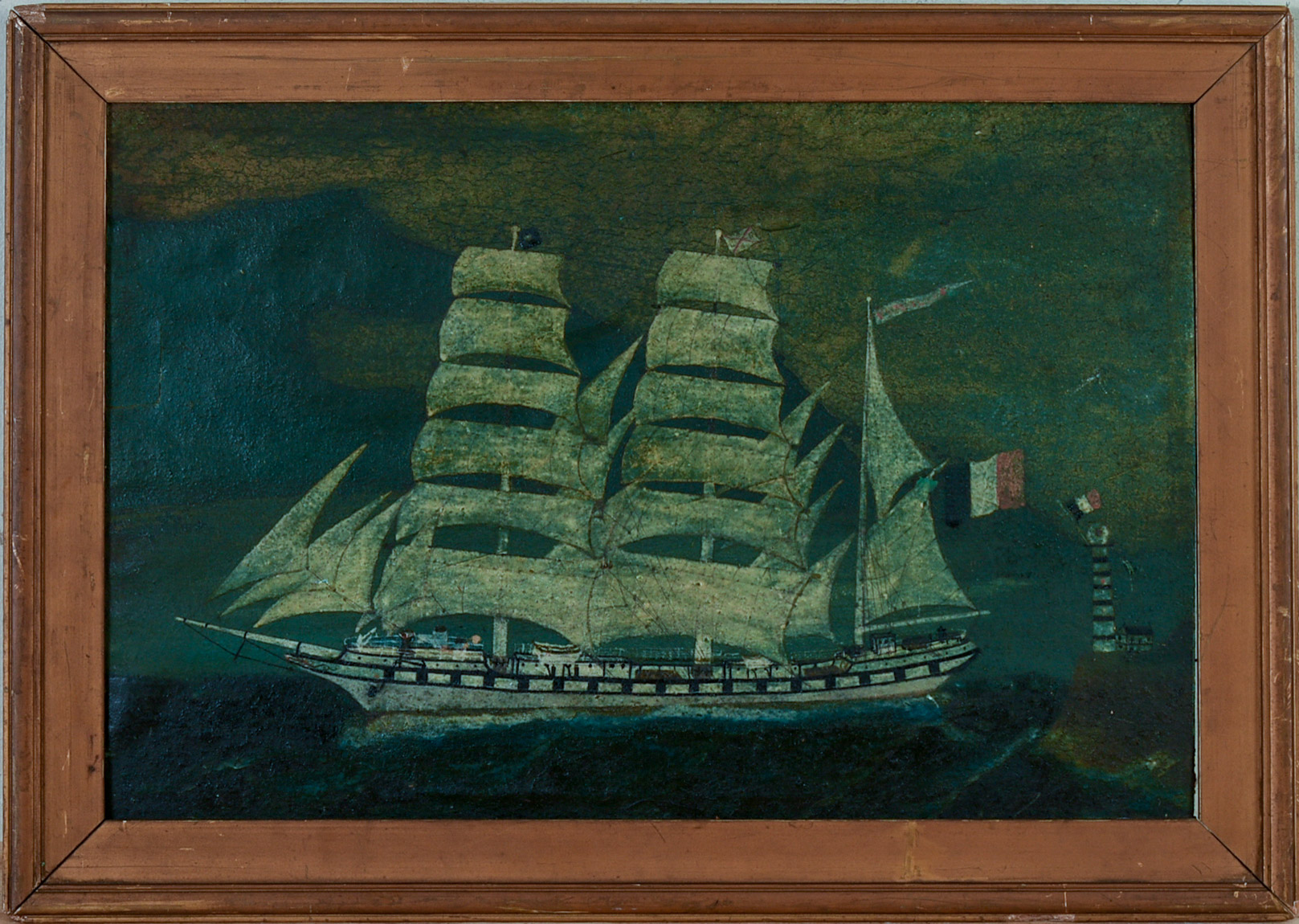 19th Century Painting of a French Clipper Ship.