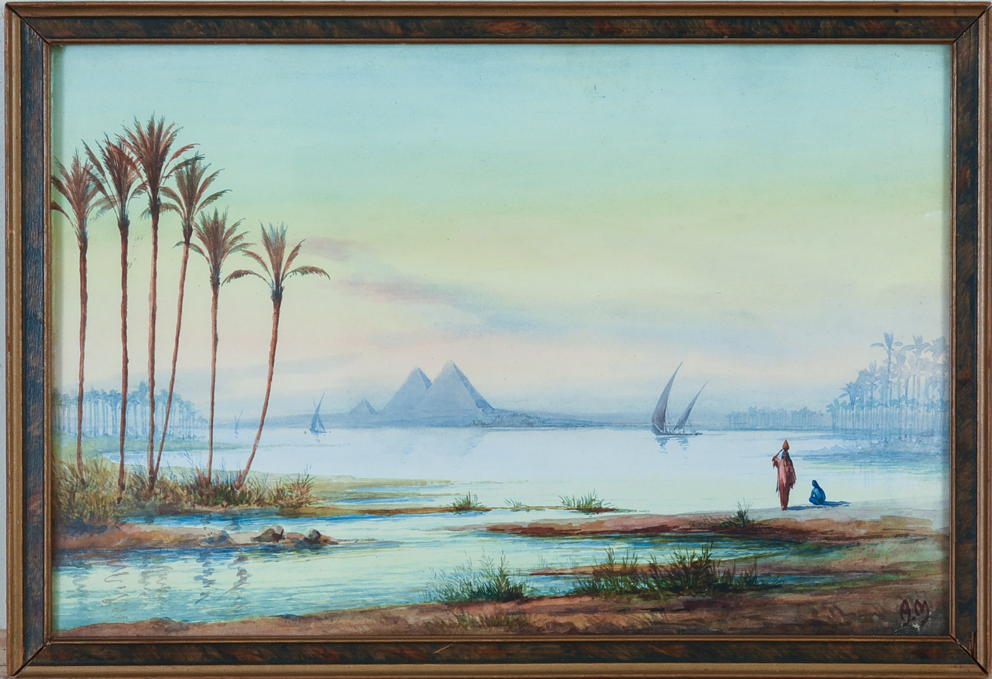 Alfred Calvert (1821 - 1894). Feluccas and Figures on the Nile