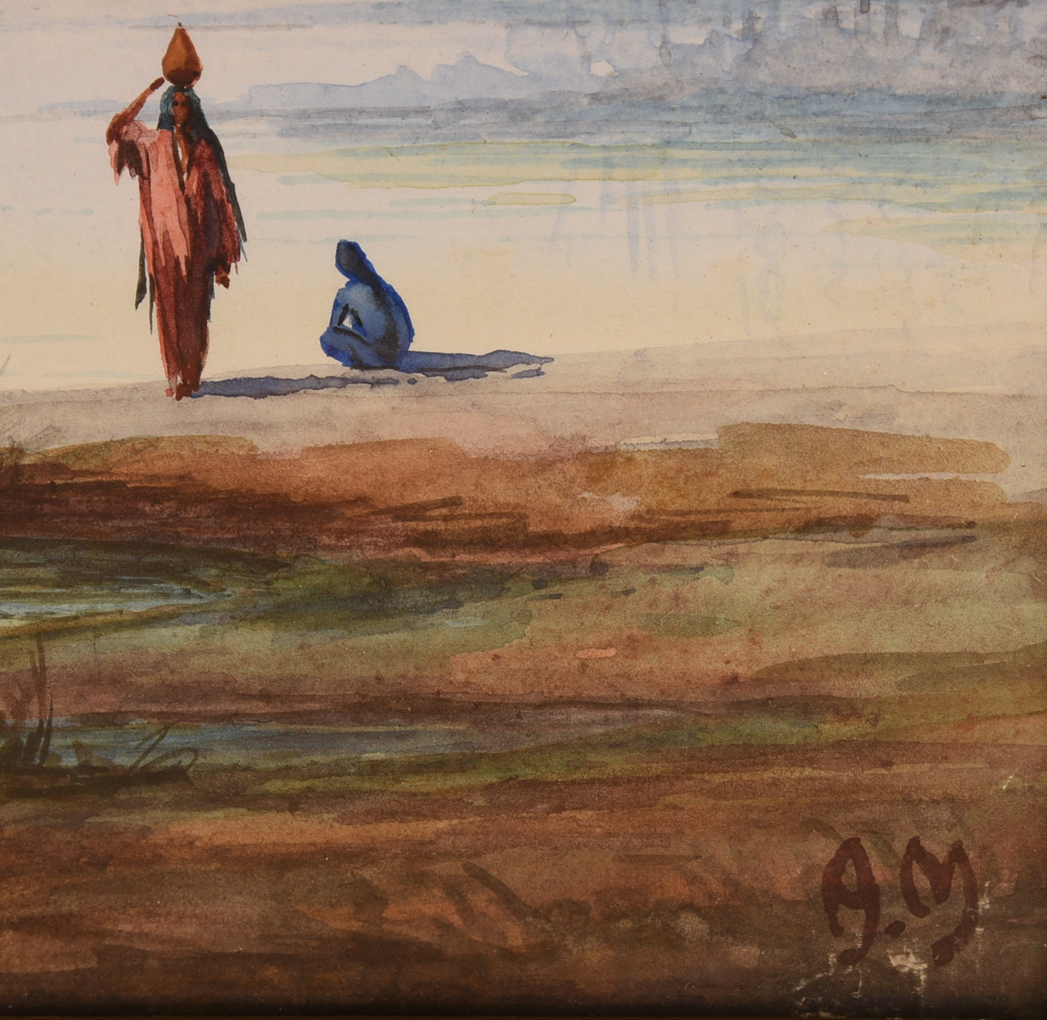 Alfred Calvert (1821 - 1894). Feluccas and Figures on the Nile