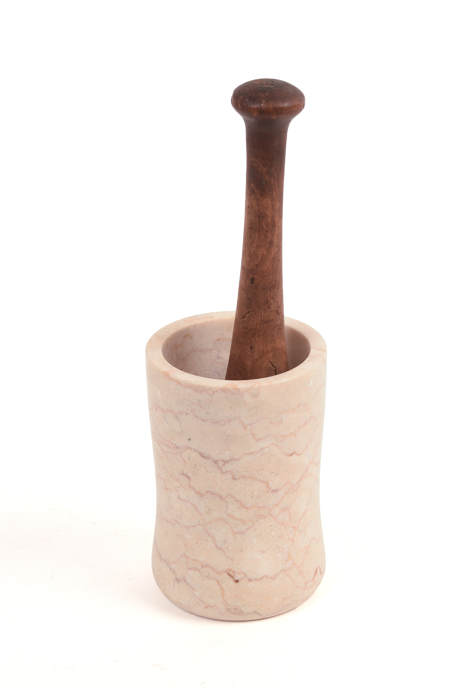 Victorian Marble Mortar With Wooden Pestle.