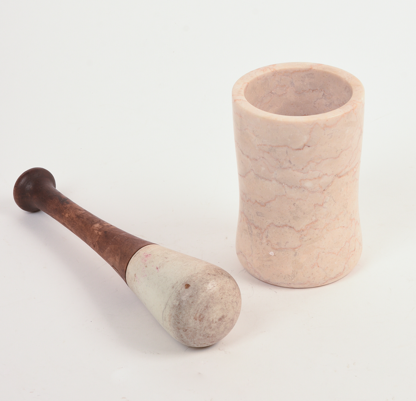 Victorian Marble Mortar With Wooden Pestle.