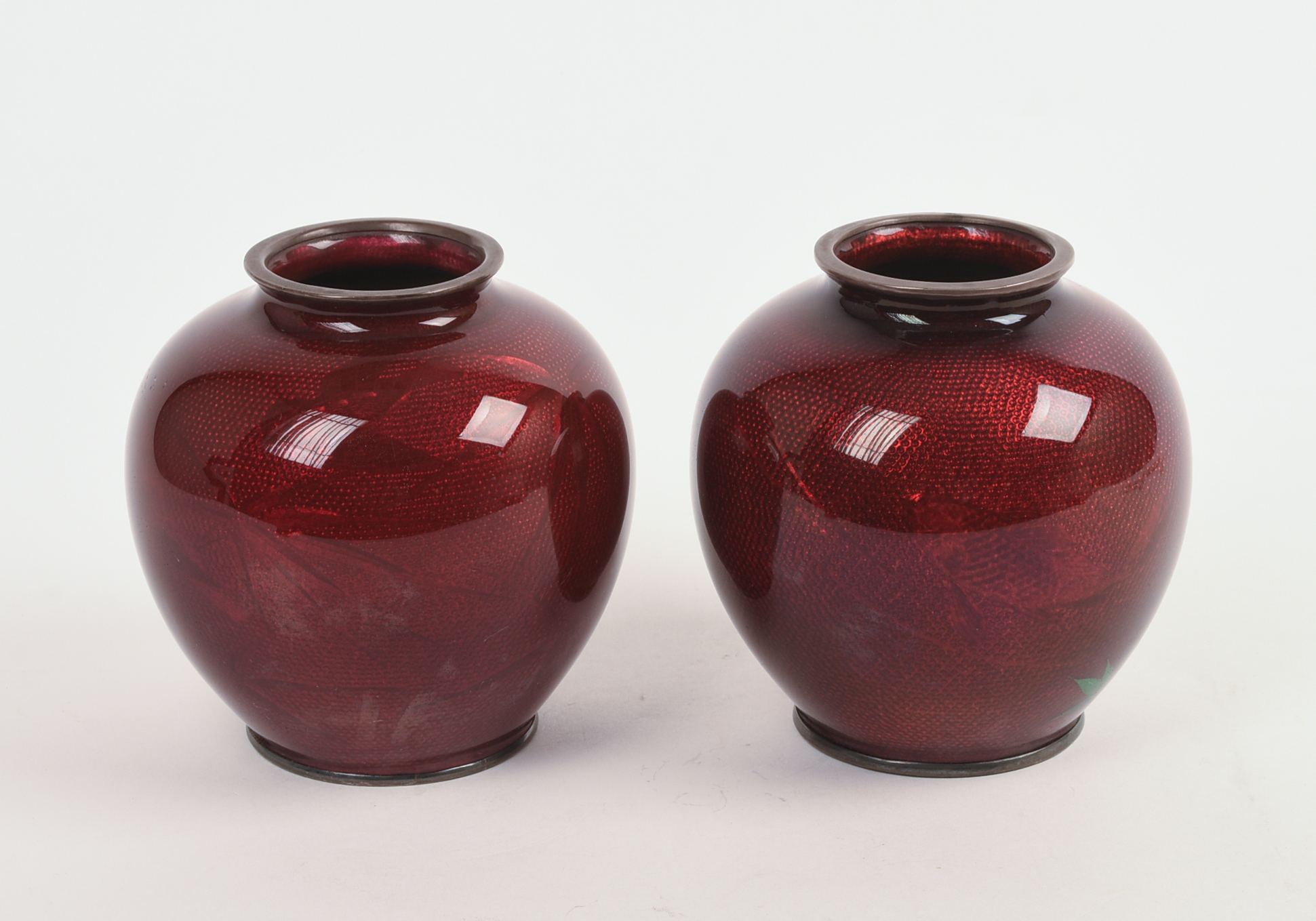 Pair of Japanese Ginbari Cloissonne Vases.
