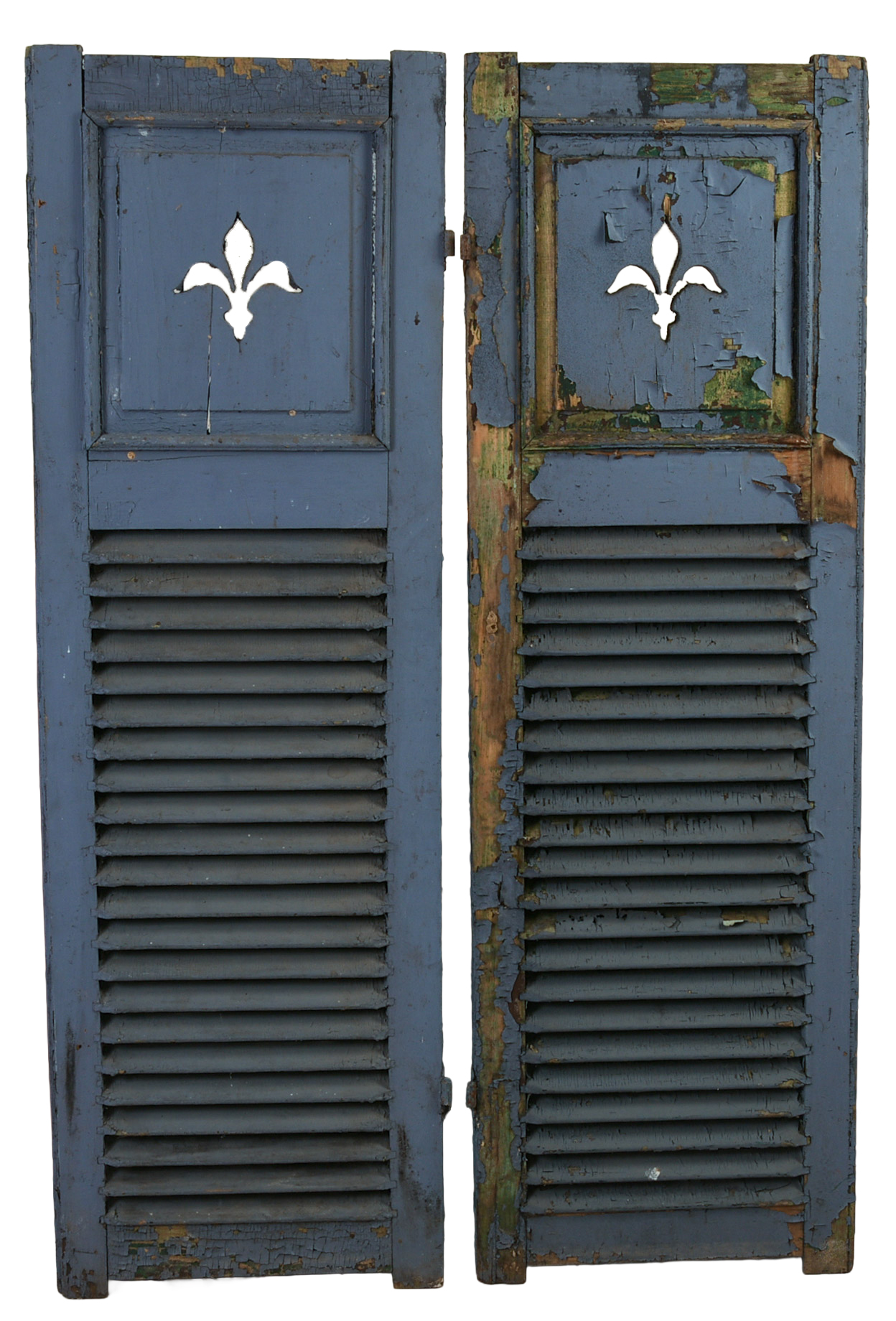 Pair of Early Shutters With Fleur-de-Lis Cutouts.