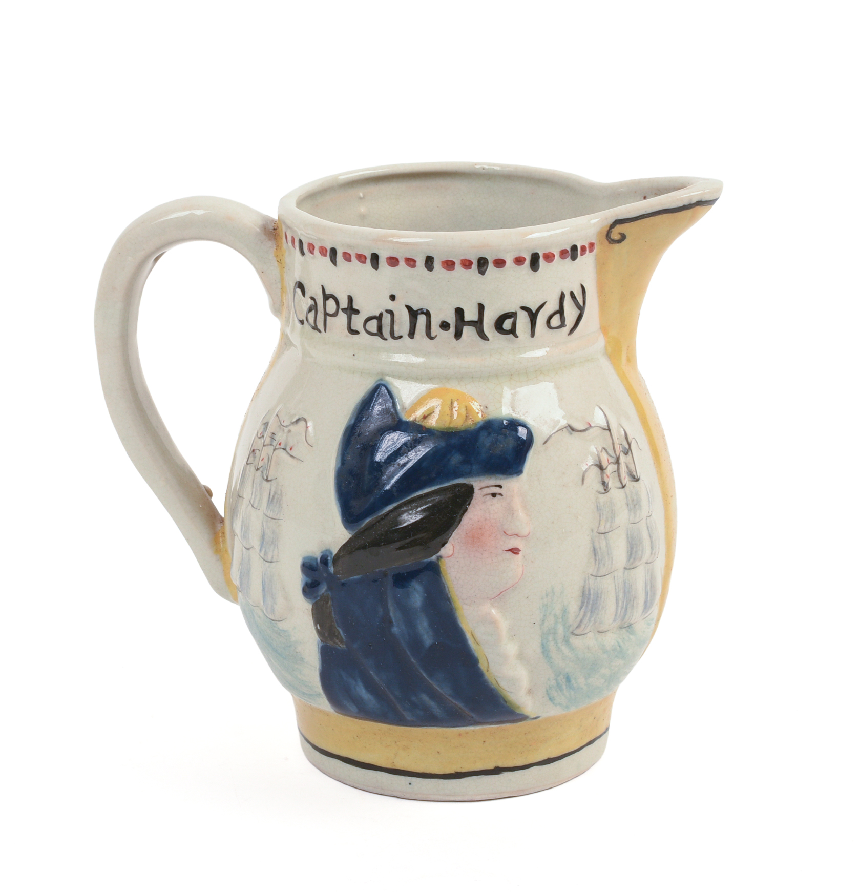 Early 19th Century Admiral Nelson Prattware Pitcher.