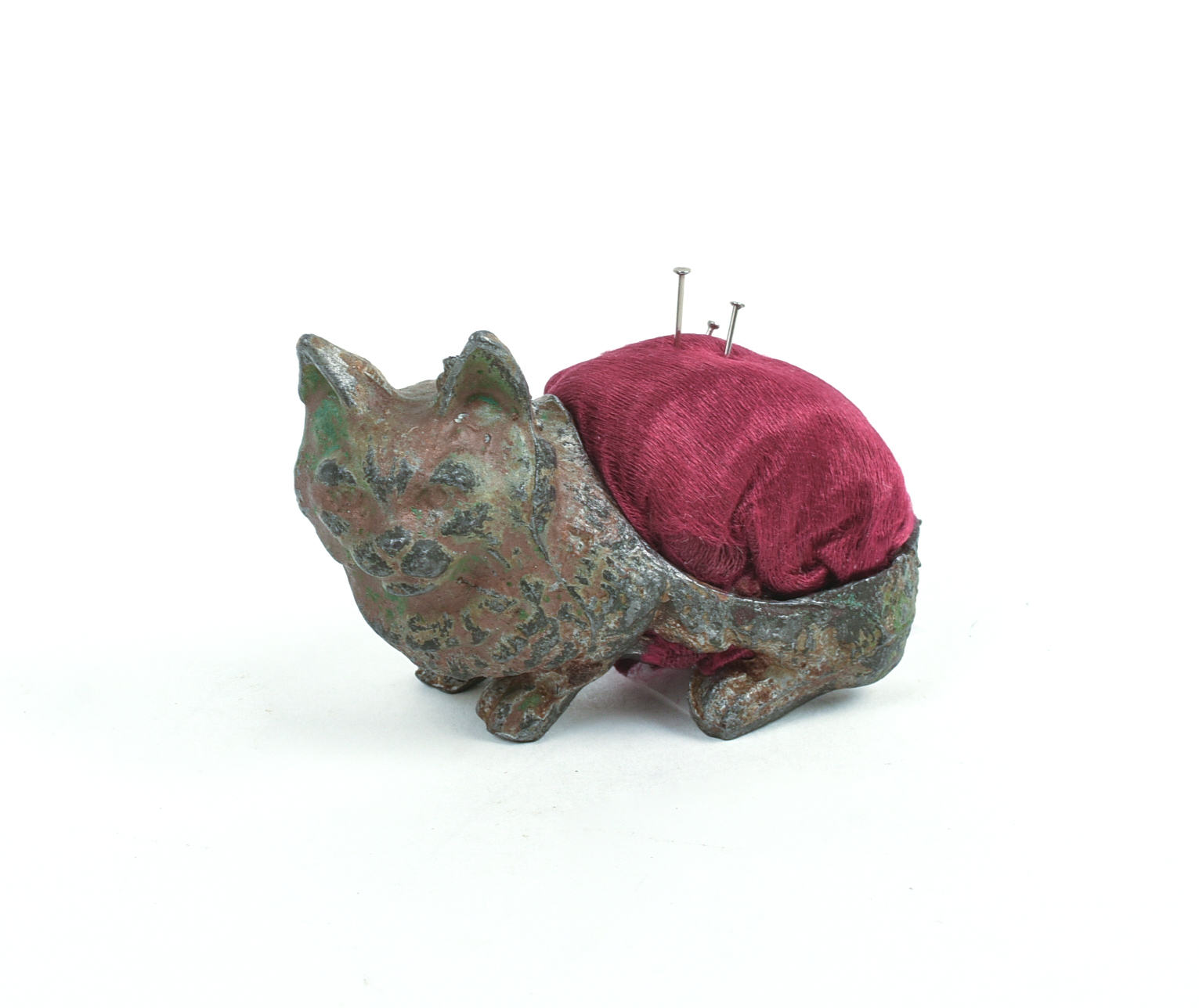 Cast Metal Cat Pincushion.