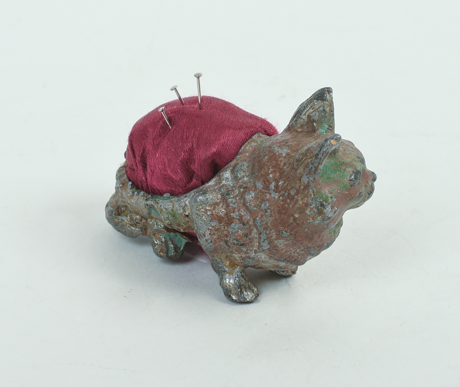 Cast Metal Cat Pincushion.