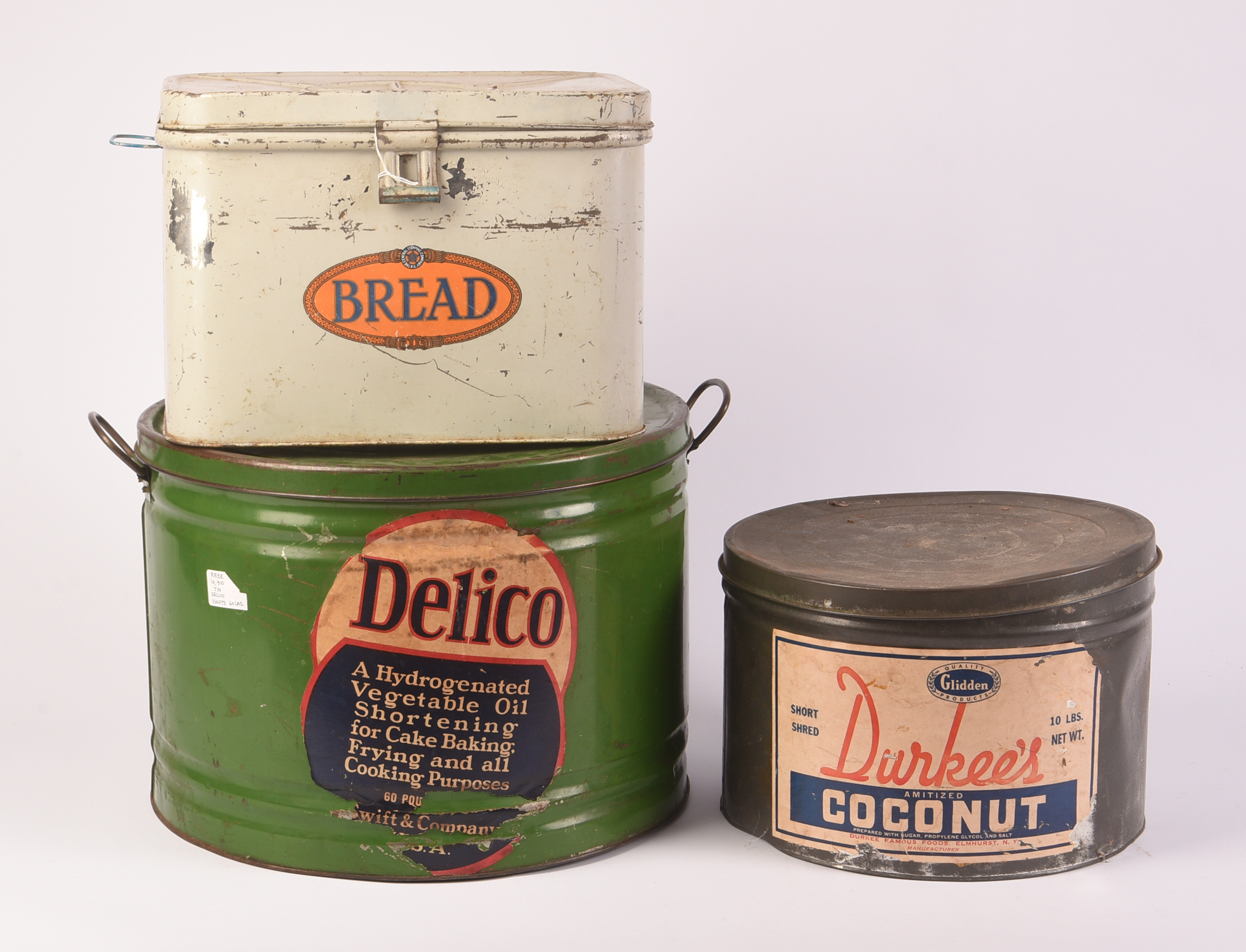 Three Large Vintage Food Tins.
