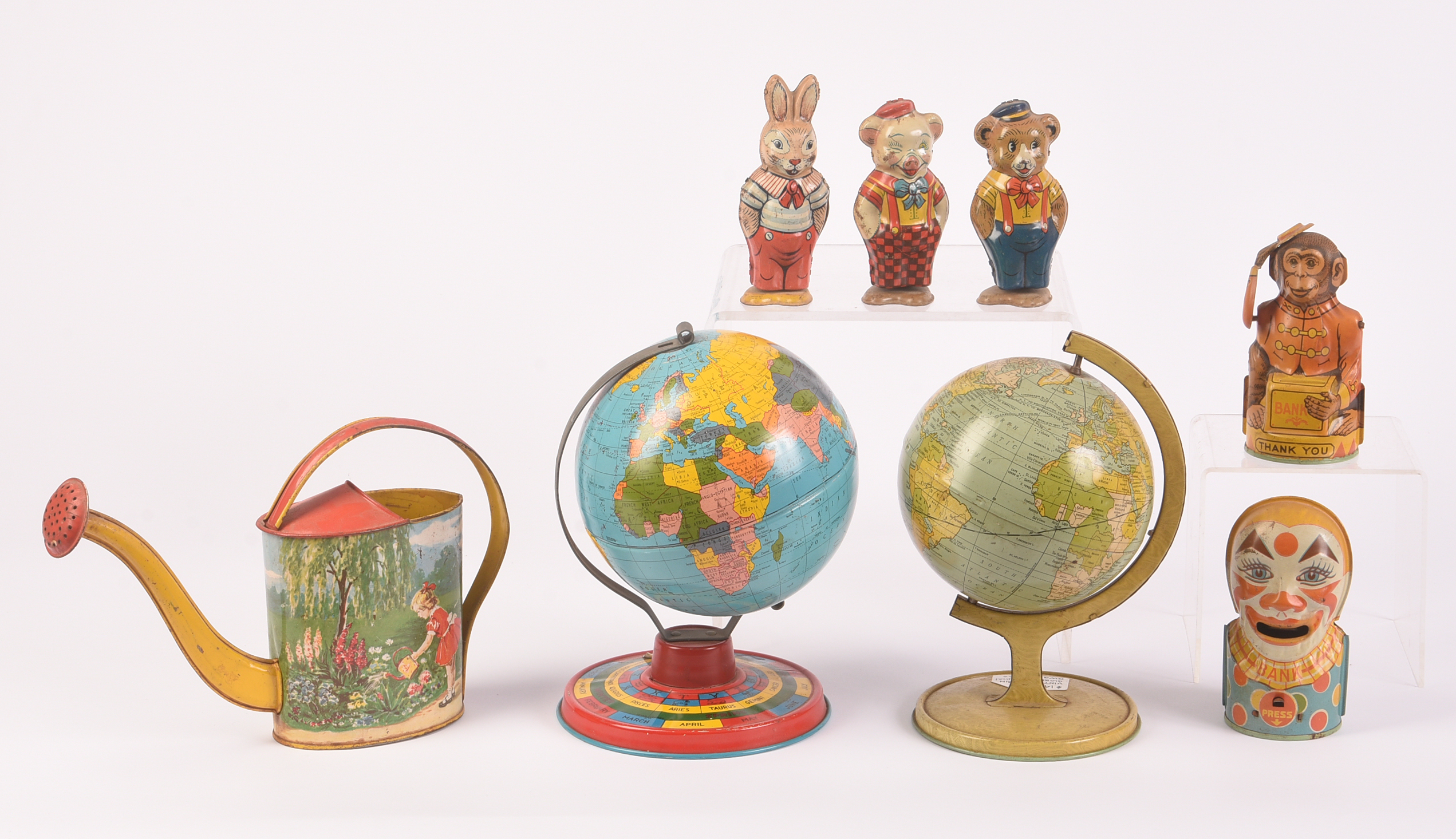 Seven J. Chein & Co. Vintage Tin Toys.