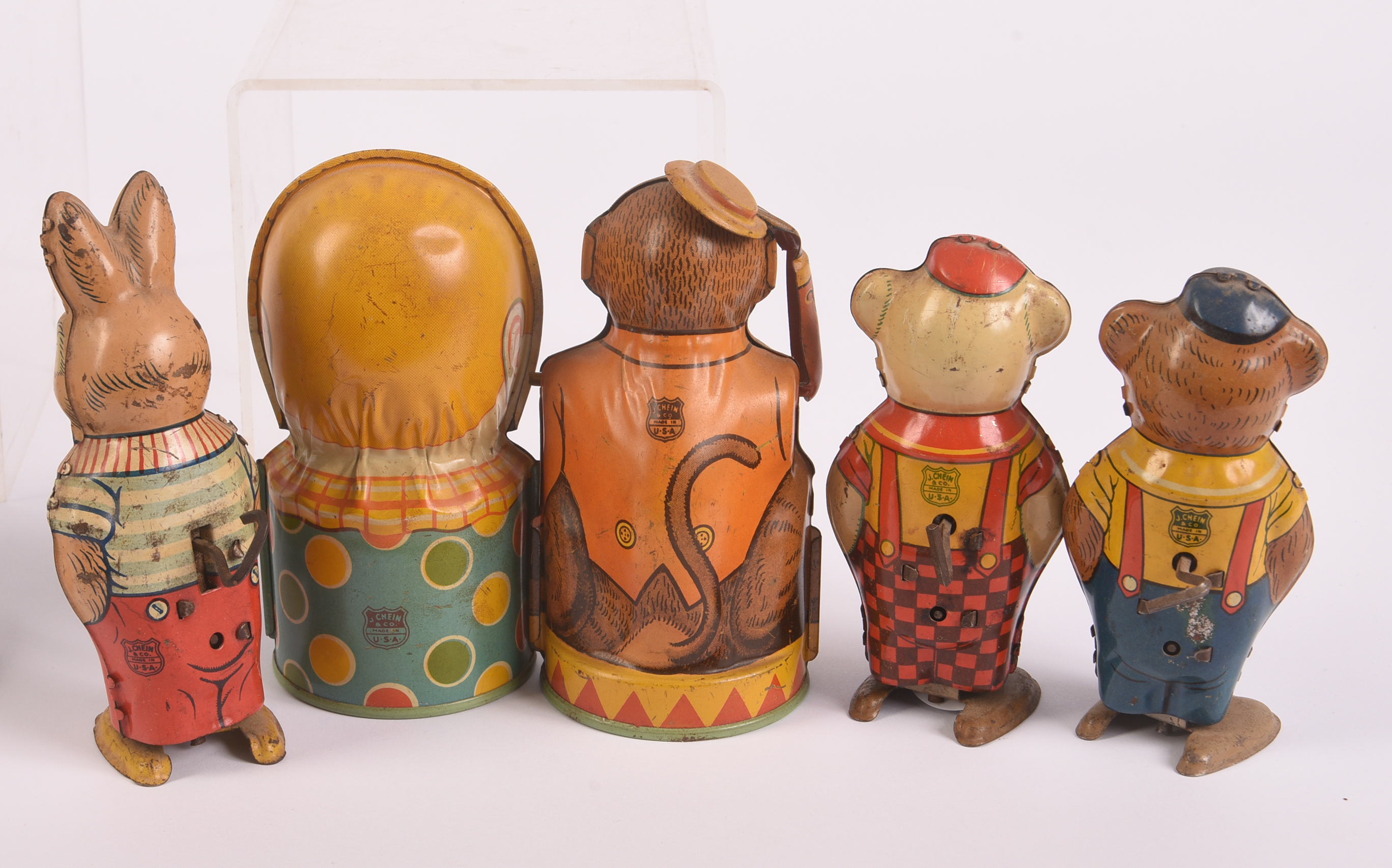 Seven J. Chein & Co. Vintage Tin Toys.