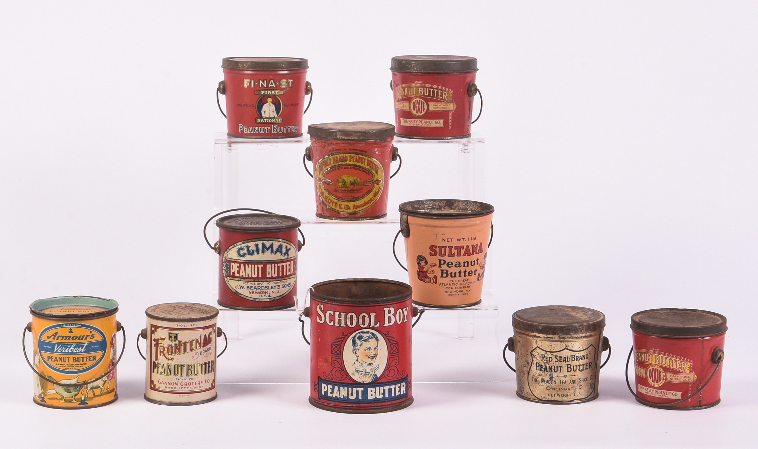 Ten Vintage Peanut Butter Tins.