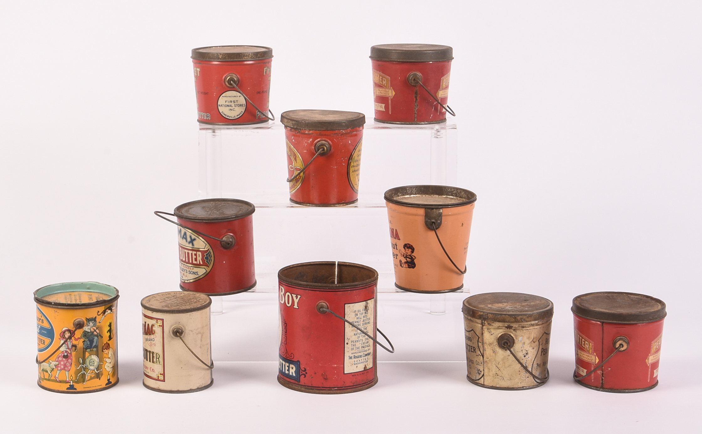 Ten Vintage Peanut Butter Tins.