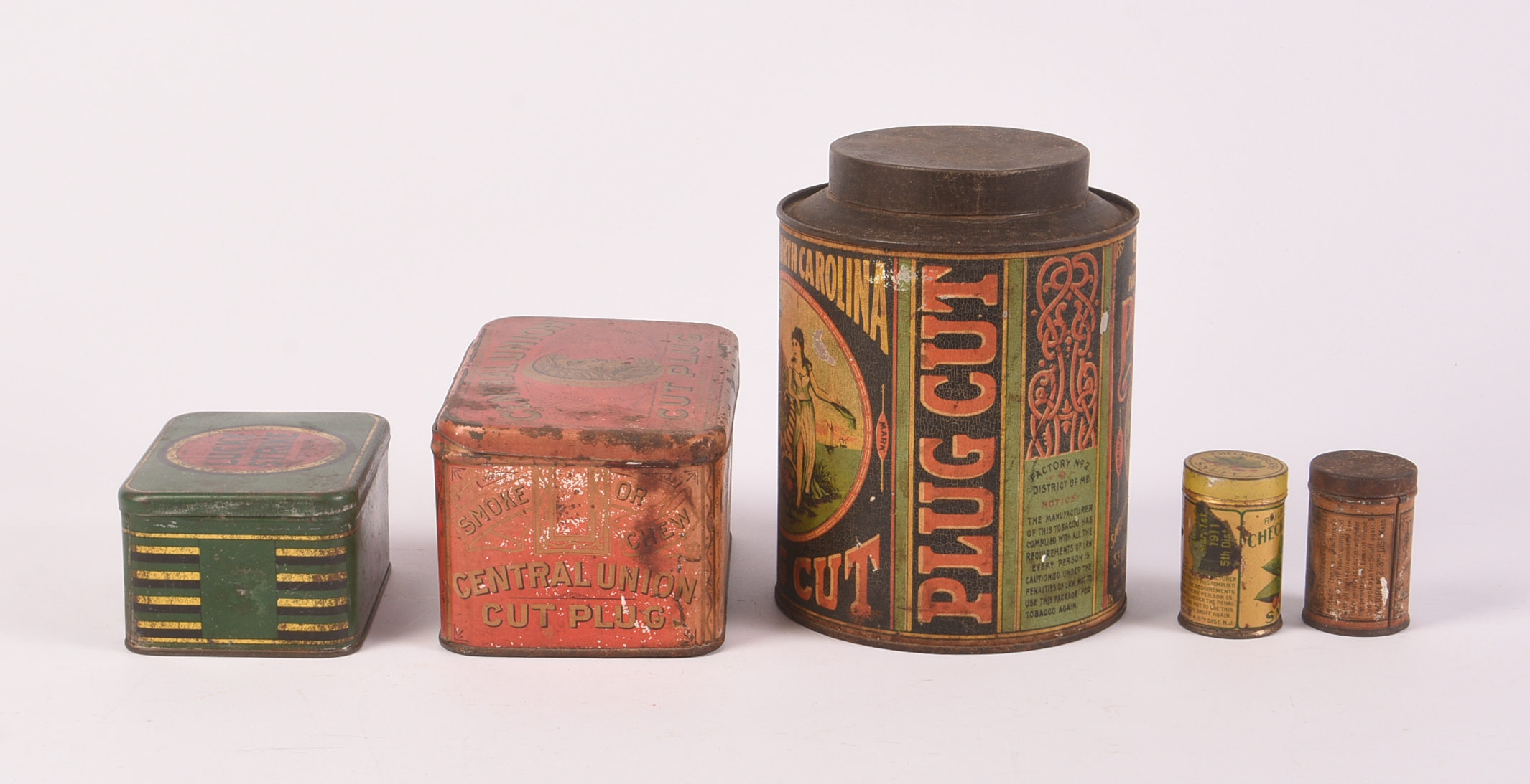 Five Tobacco-Related Vintage Tins.