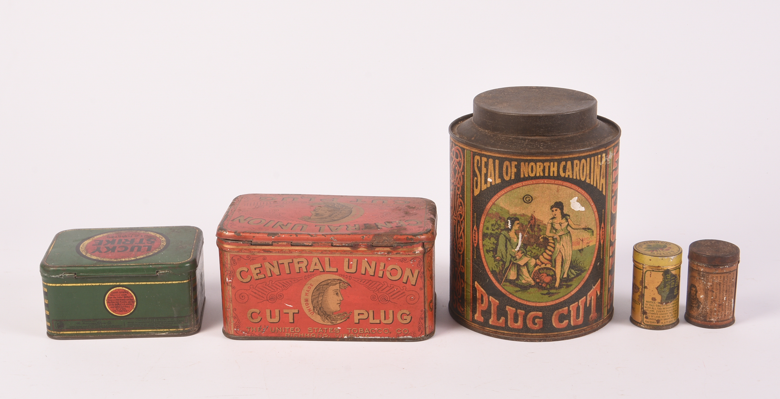 Five Tobacco-Related Vintage Tins.