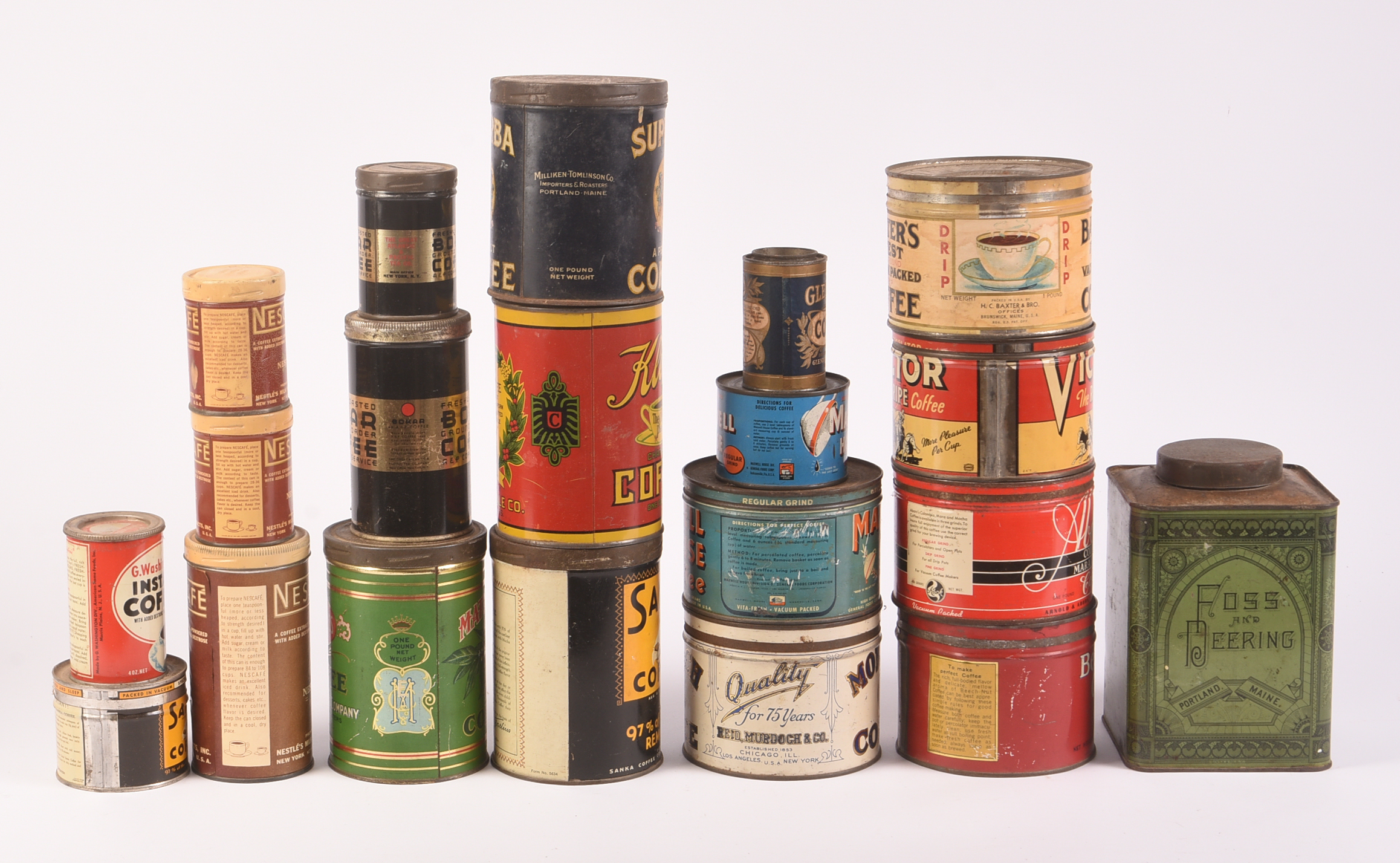 Twenty Vintage Coffee Tins.