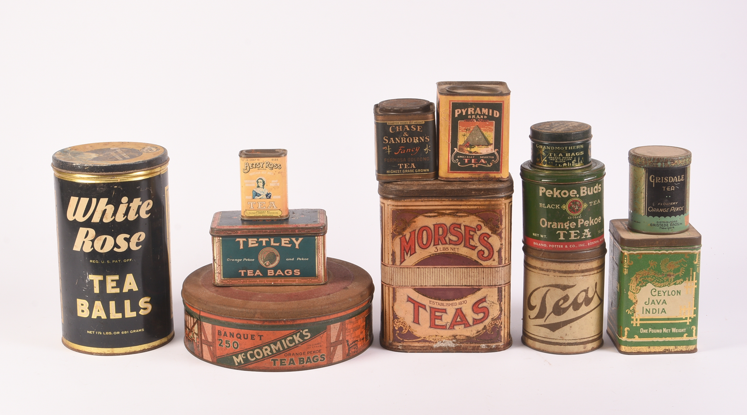 Twelve Vintage Tea Tins.