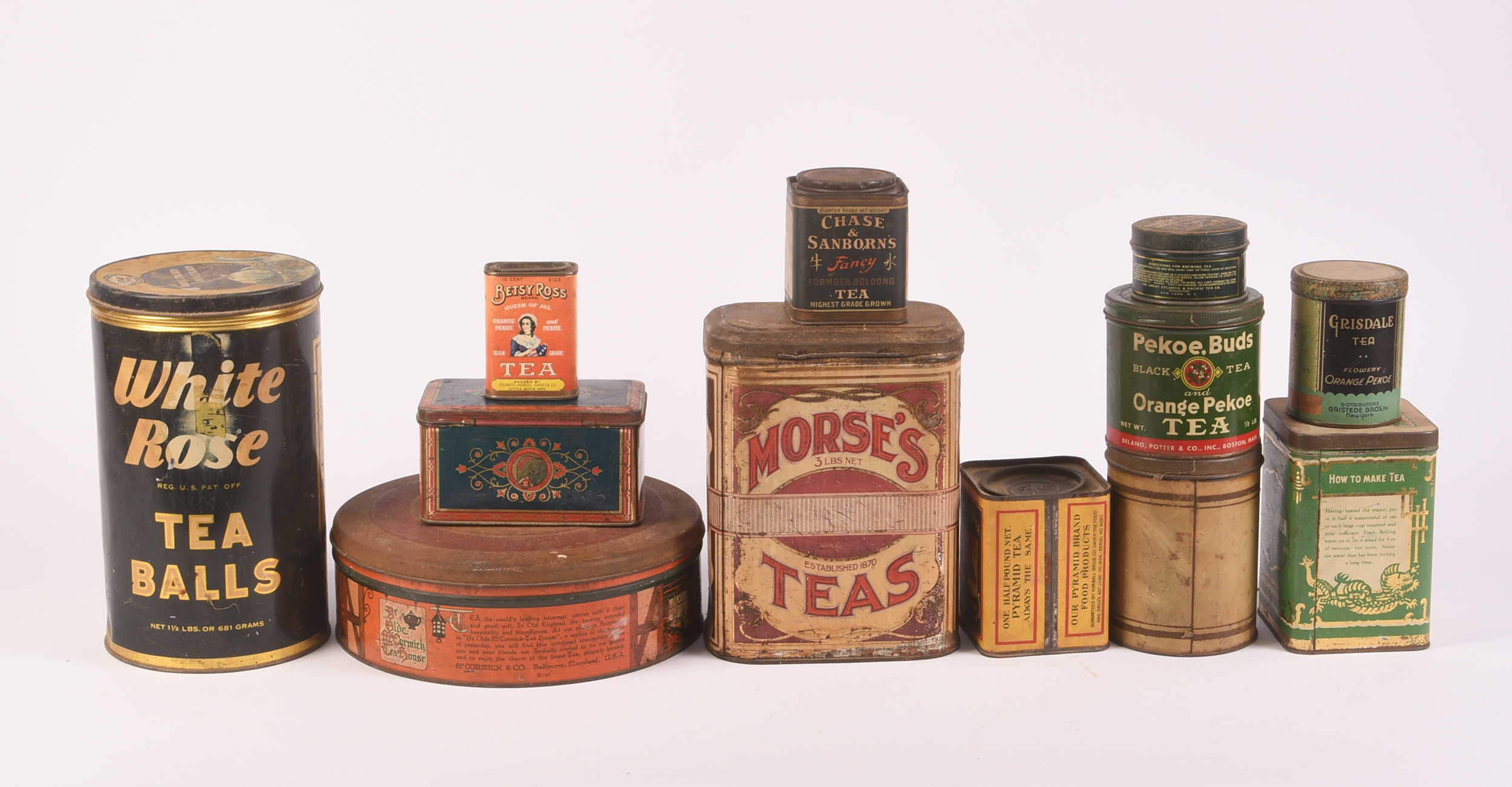 Twelve Vintage Tea Tins.