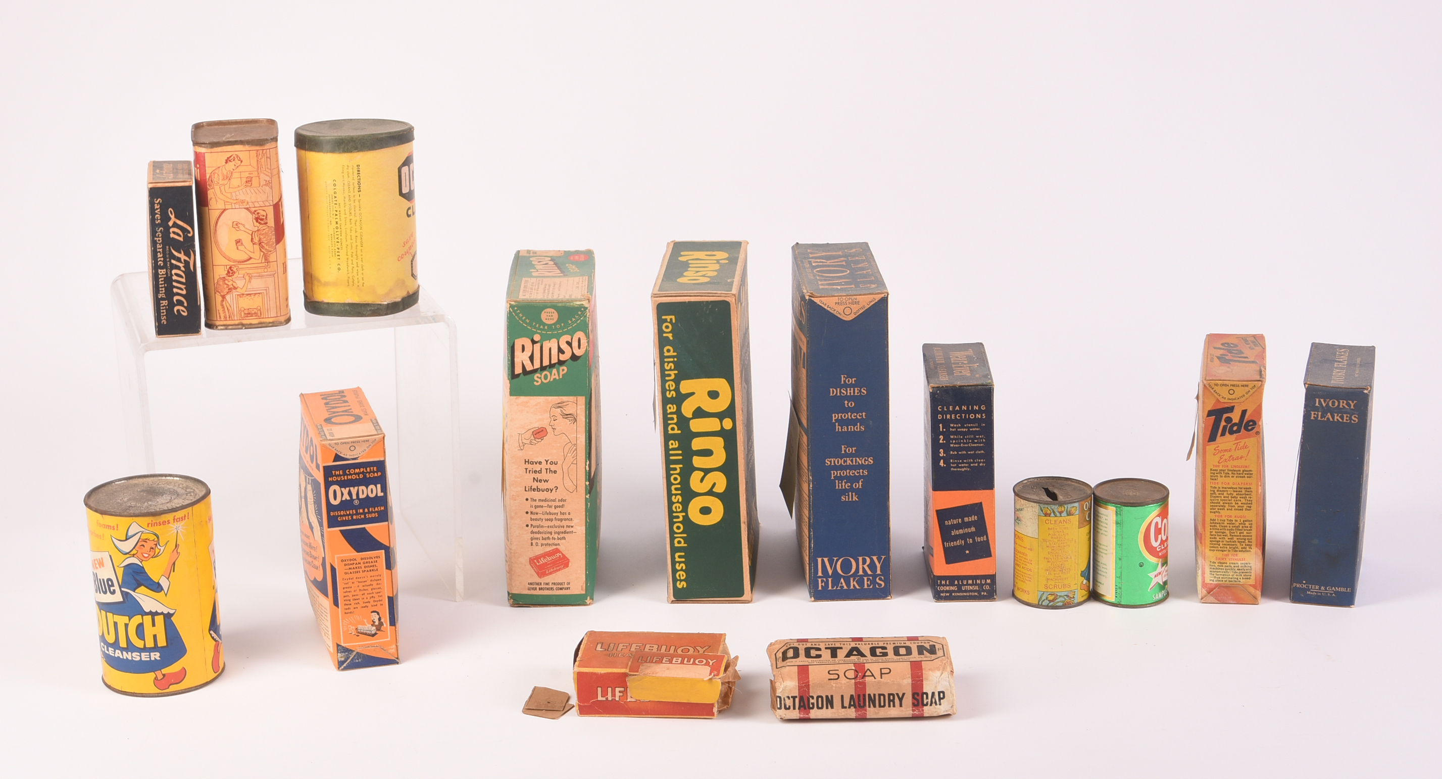 Fifteen Vintage Various Soap Product Containers.