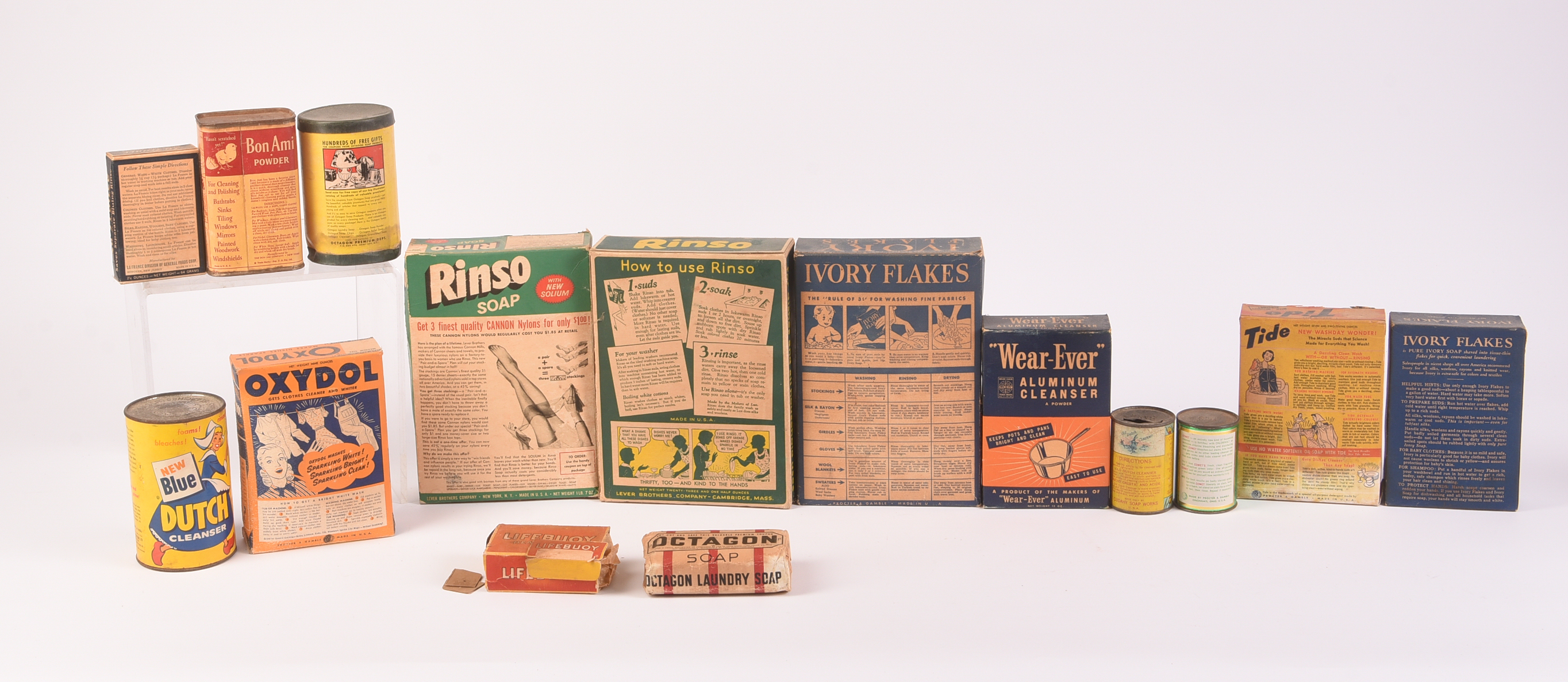 Fifteen Vintage Various Soap Product Containers.