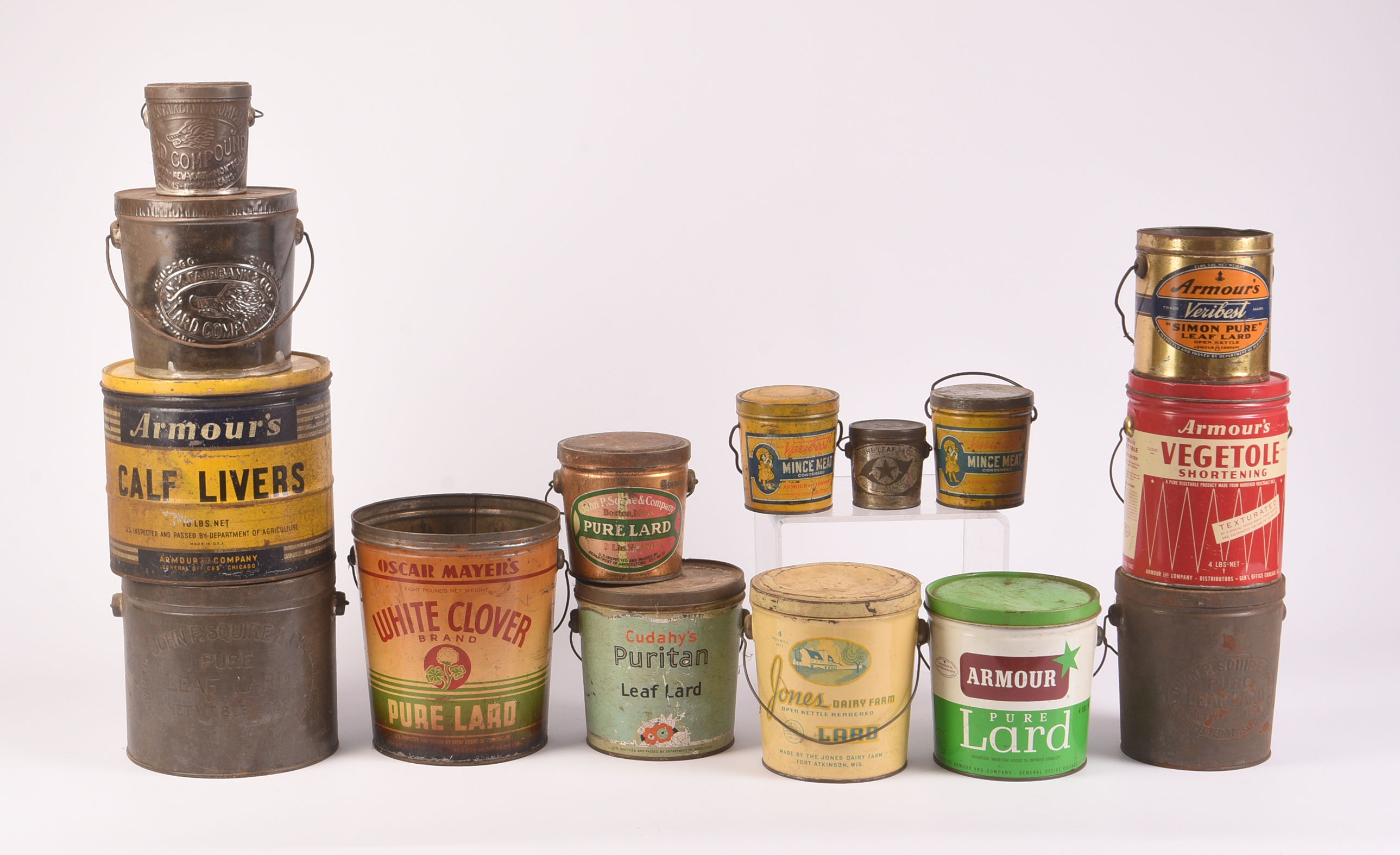 Fifteen Various Vintage Lard and Minced Meat Tins.