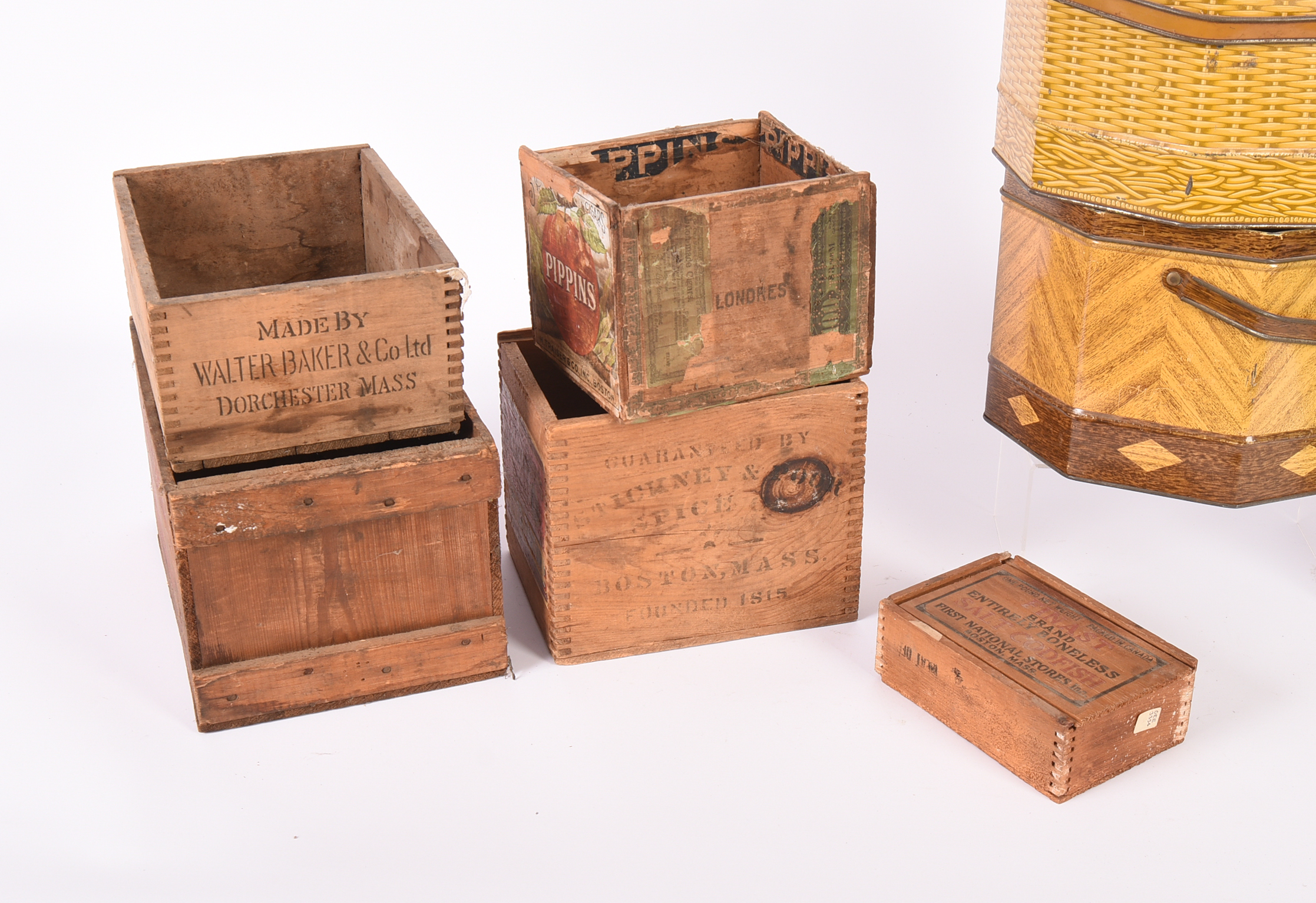 Five Vintage Advertising Crates.